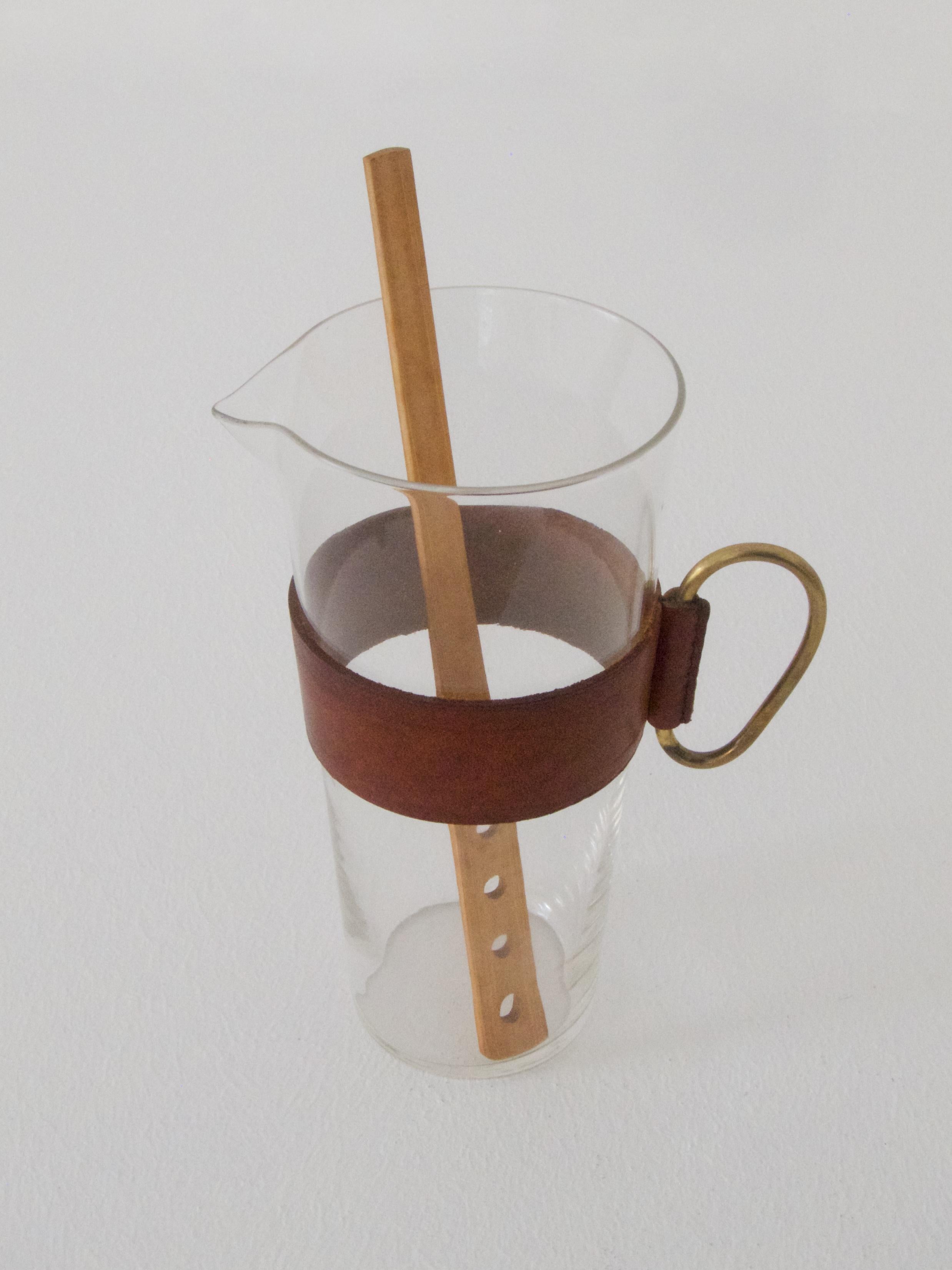Brass Pitcher with a Bamboo Muddler For Sale