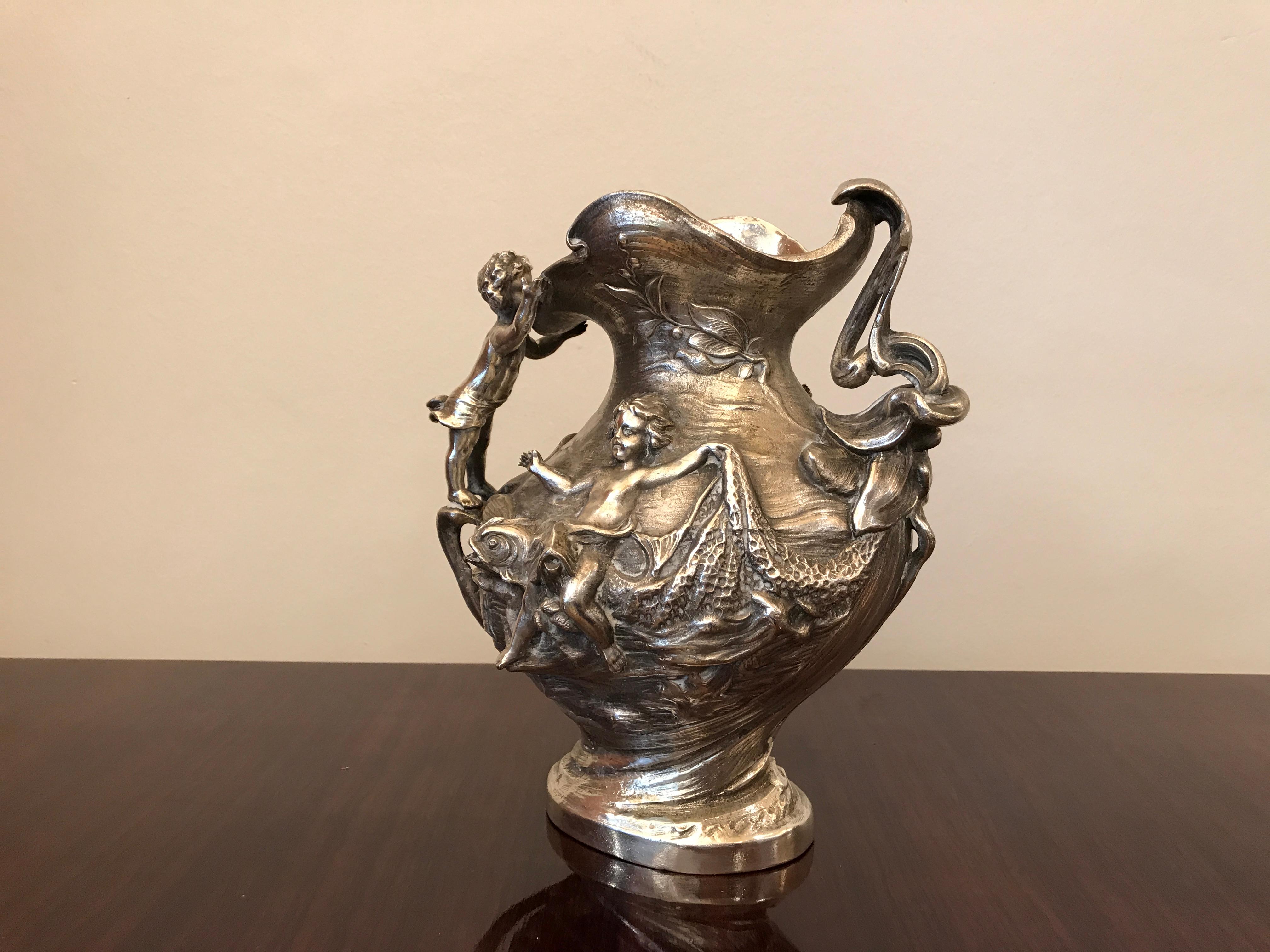 Pitcher WMF, German, 1909 in Silver Plated, Jugendstil, Art Nouveau, Liberty In Good Condition For Sale In Ciudad Autónoma Buenos Aires, C