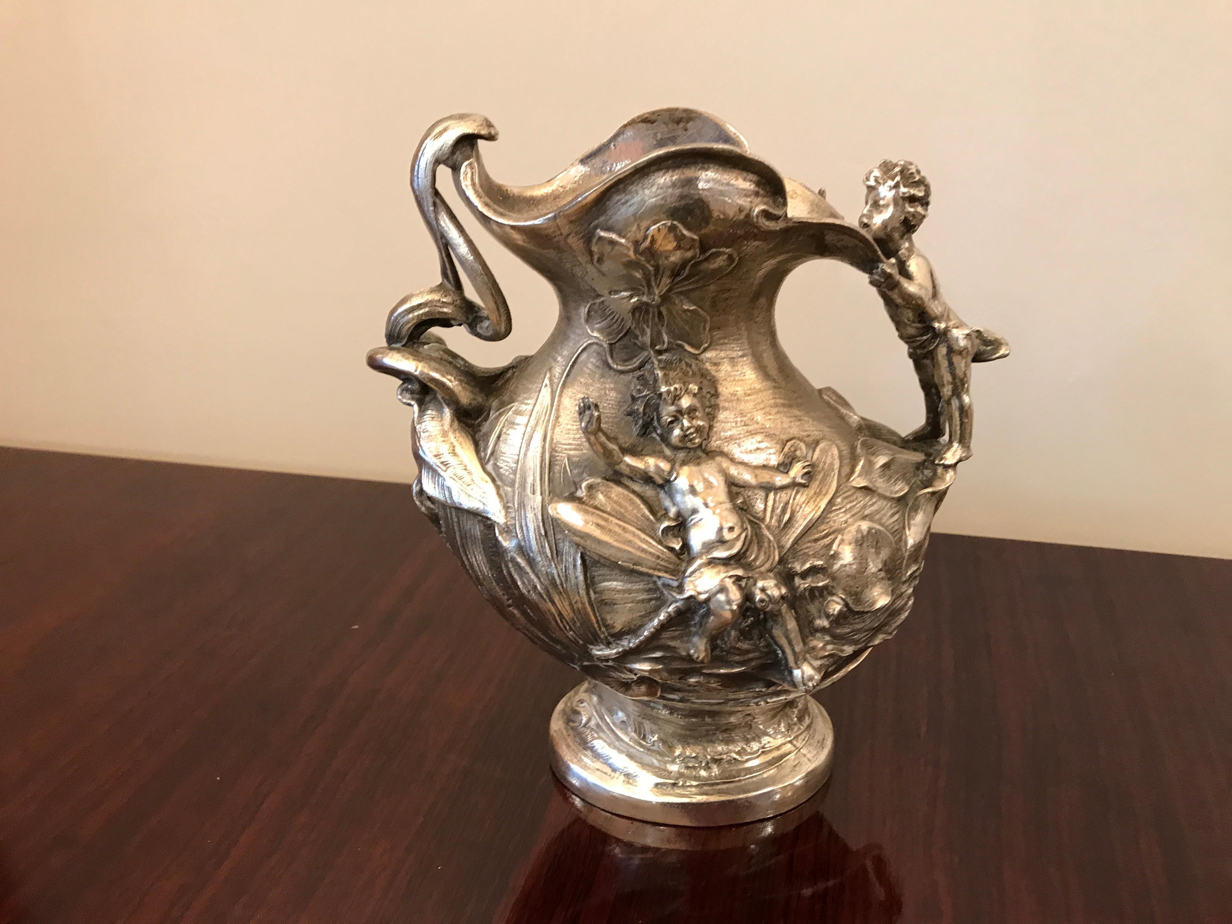 Early 20th Century Pitcher WMF, German, 1909 in Silver Plated, Jugendstil, Art Nouveau, Liberty For Sale