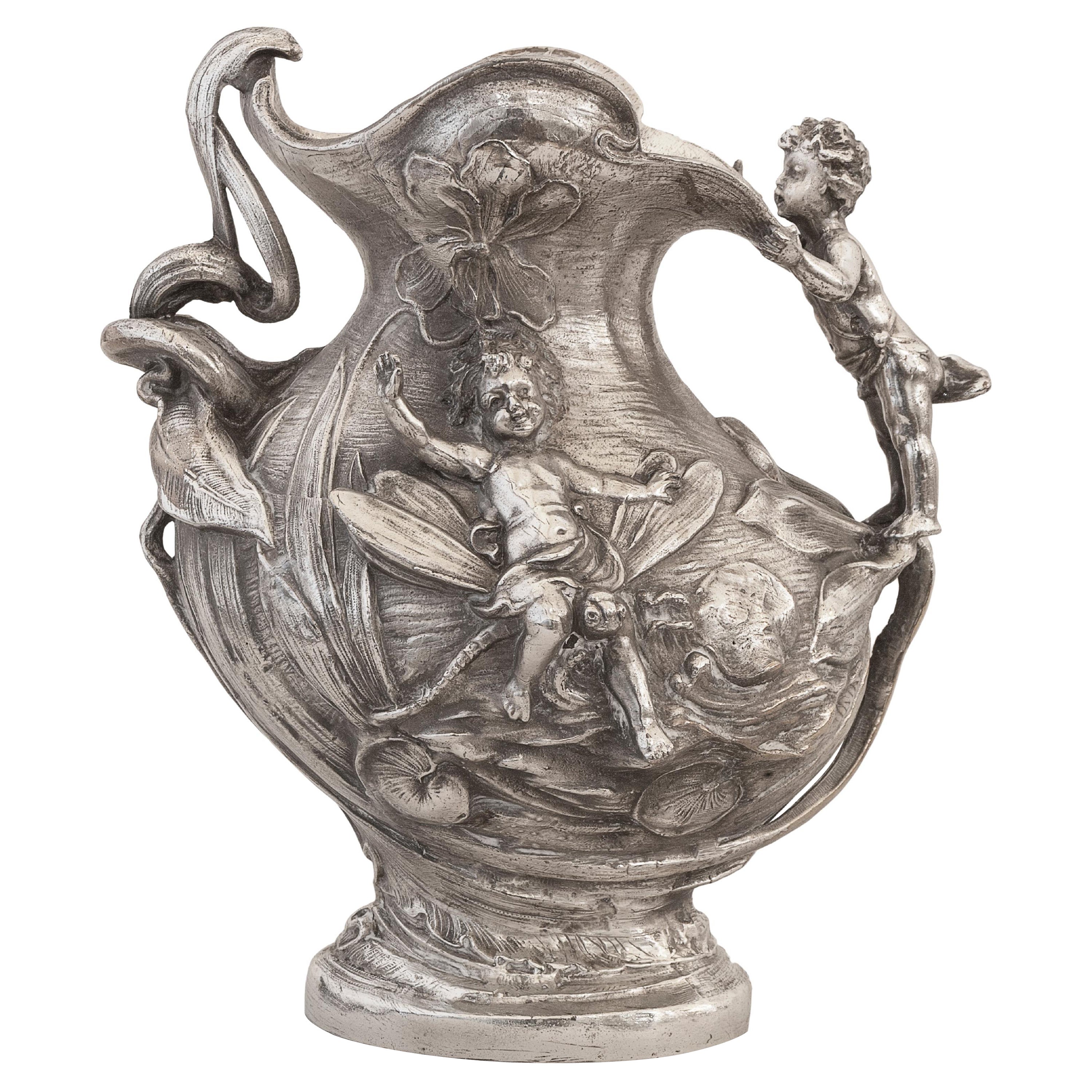 Krug WMF, Deutsch, 1909 versilbert, Jugendstil, Freiheit
