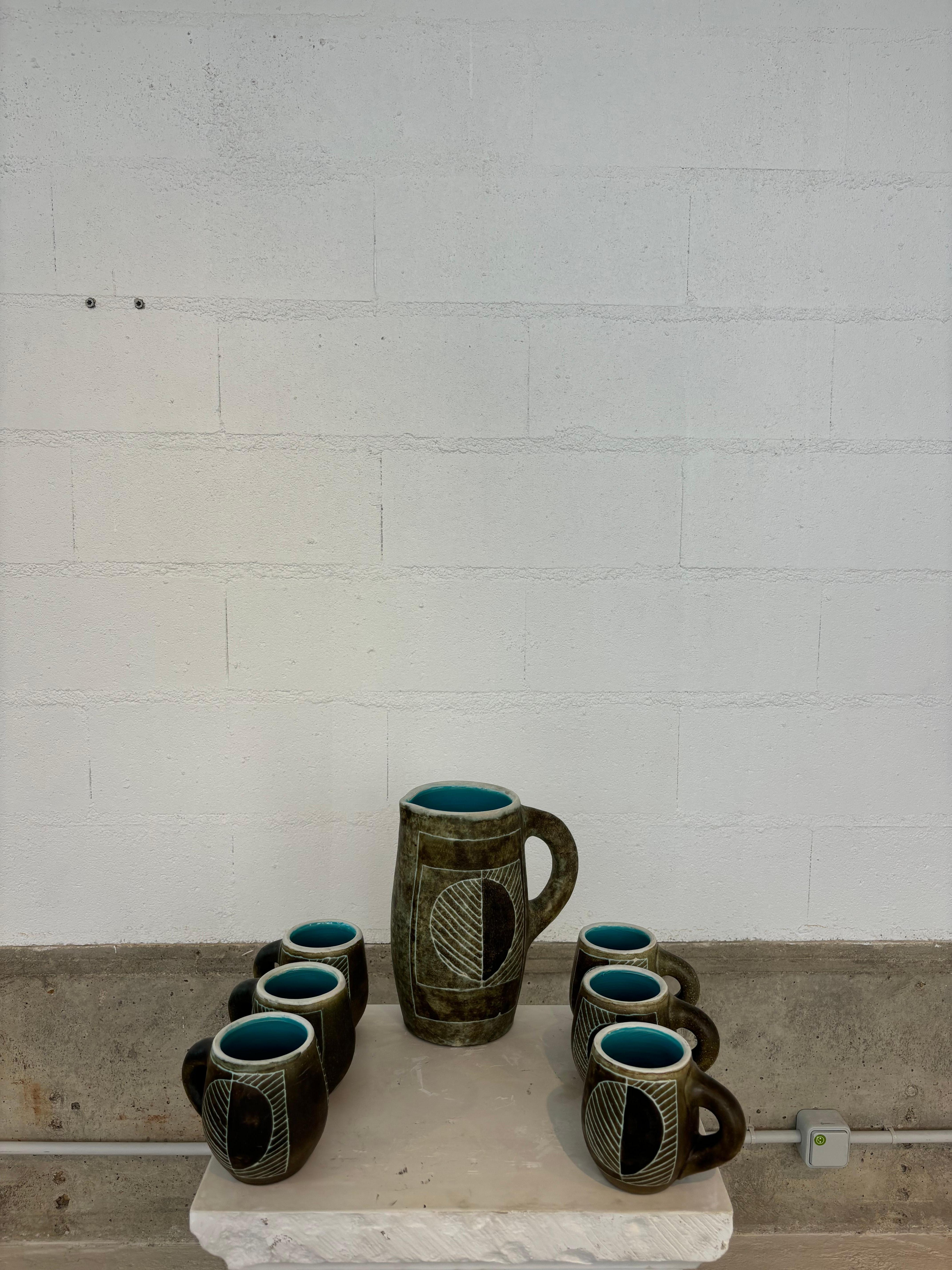 Pitchers and cup by Les 2 Potiers Francés en venta