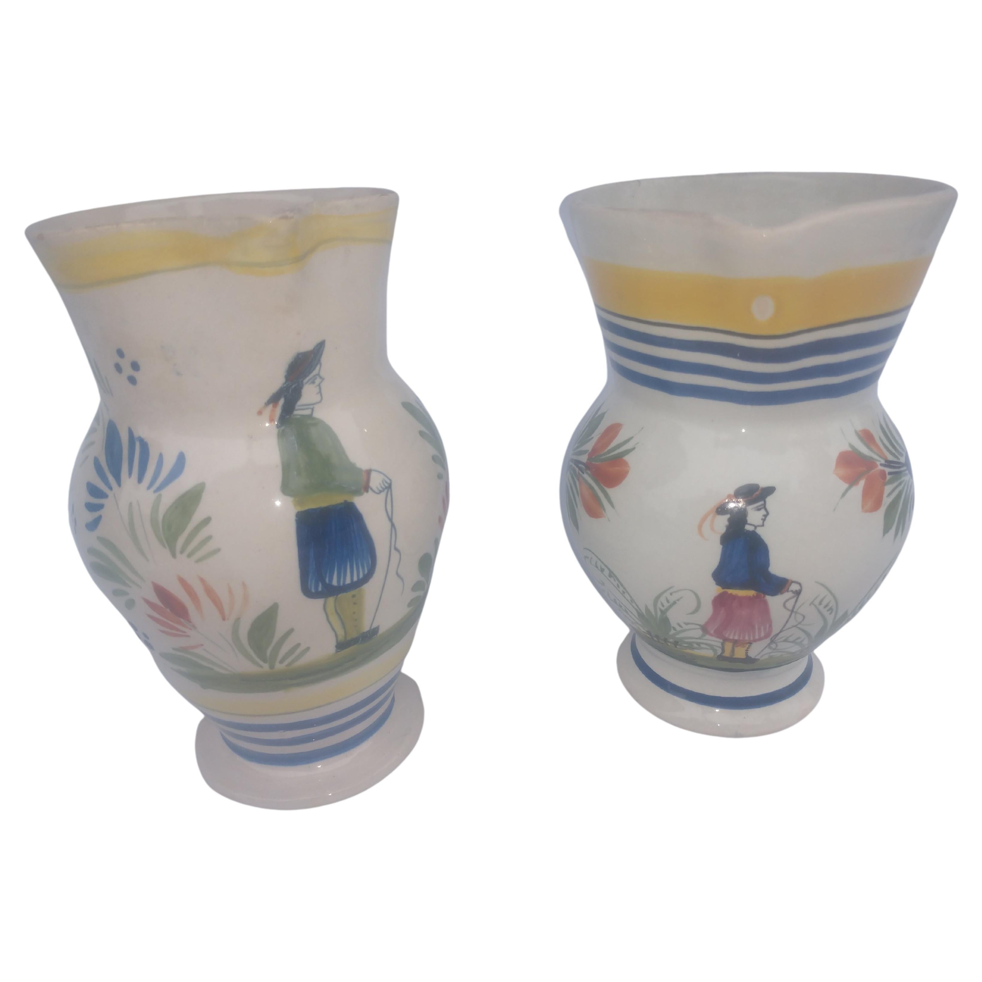 French Pitchers by Henriot Quimper Faience, France For Sale