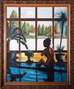 Pitchy - Contemporary Oil, Window View with Mount Fuji