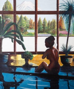 Pitchy - Contemporary Oil, Window View with Mount Fuji