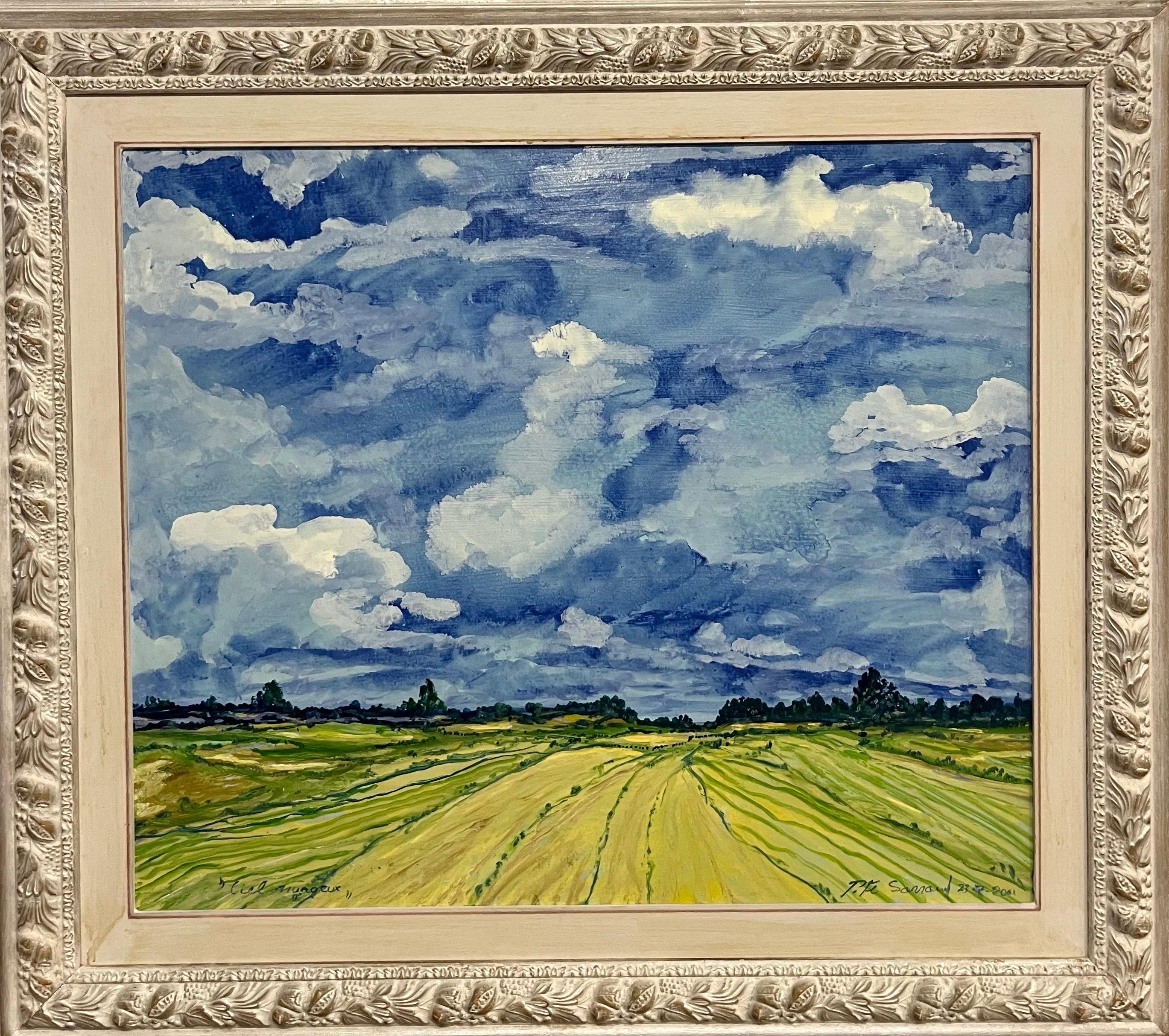 Pite Sarranof Landscape Painting - "Cielo nuvoloso" Francia del nord Olio cm. 70 x 60 