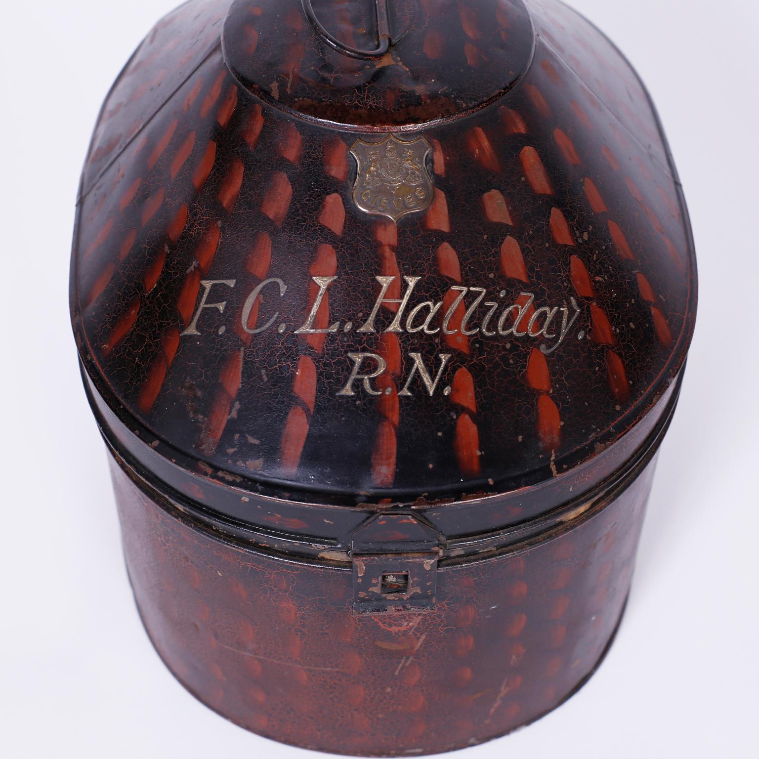 English Pith Helmet in the Original Tole Box For Sale