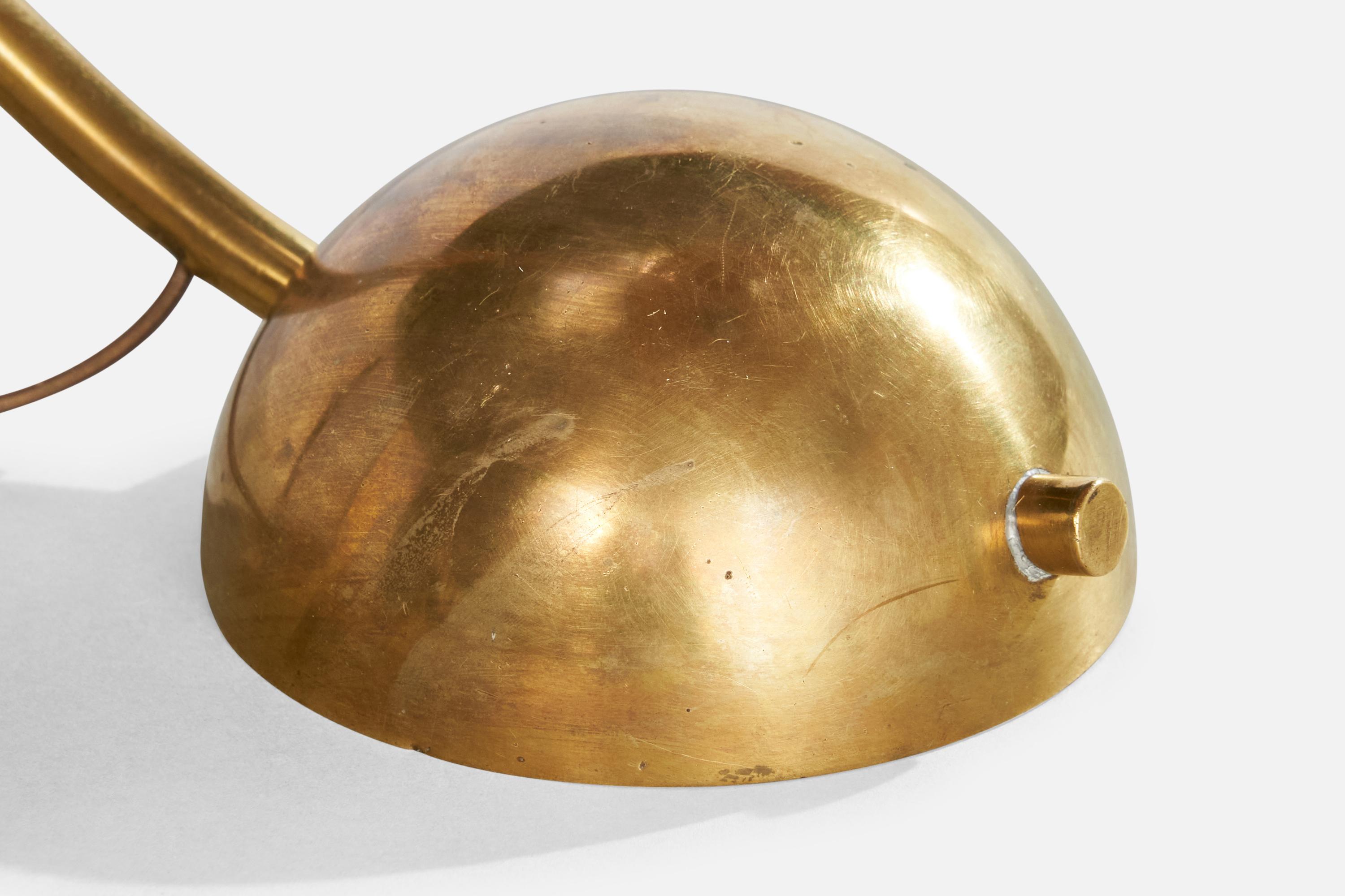 Attribuzione Pitt Müller, lampada da tavolo, ottone, rattan, Germania, anni '50 in vendita 1