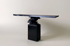 Pitthu Console in Ebonized Ash and Black Granite by INDO-
