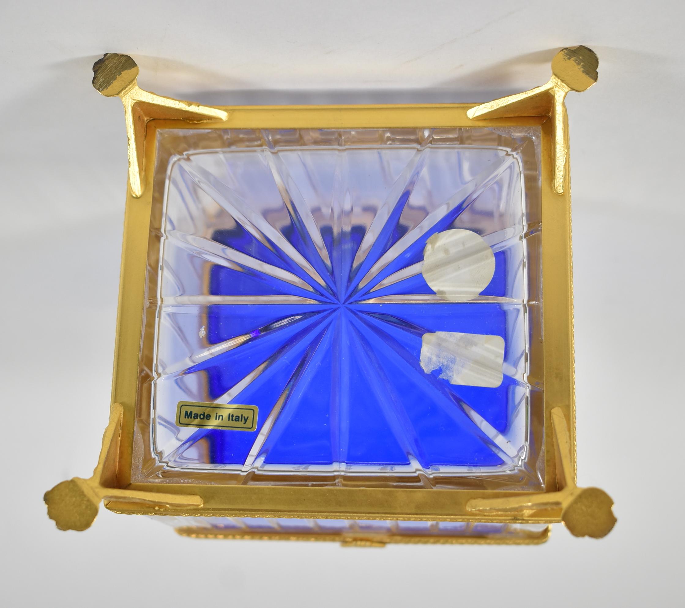 Pitti Collection By Baldi Italian Glass Box 24k Gold Dore Cobalt Blue 1