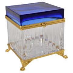 Boîte en verre italienne Pitti de la collection Baldi en or bleu cobalt et or doré 24 carats
