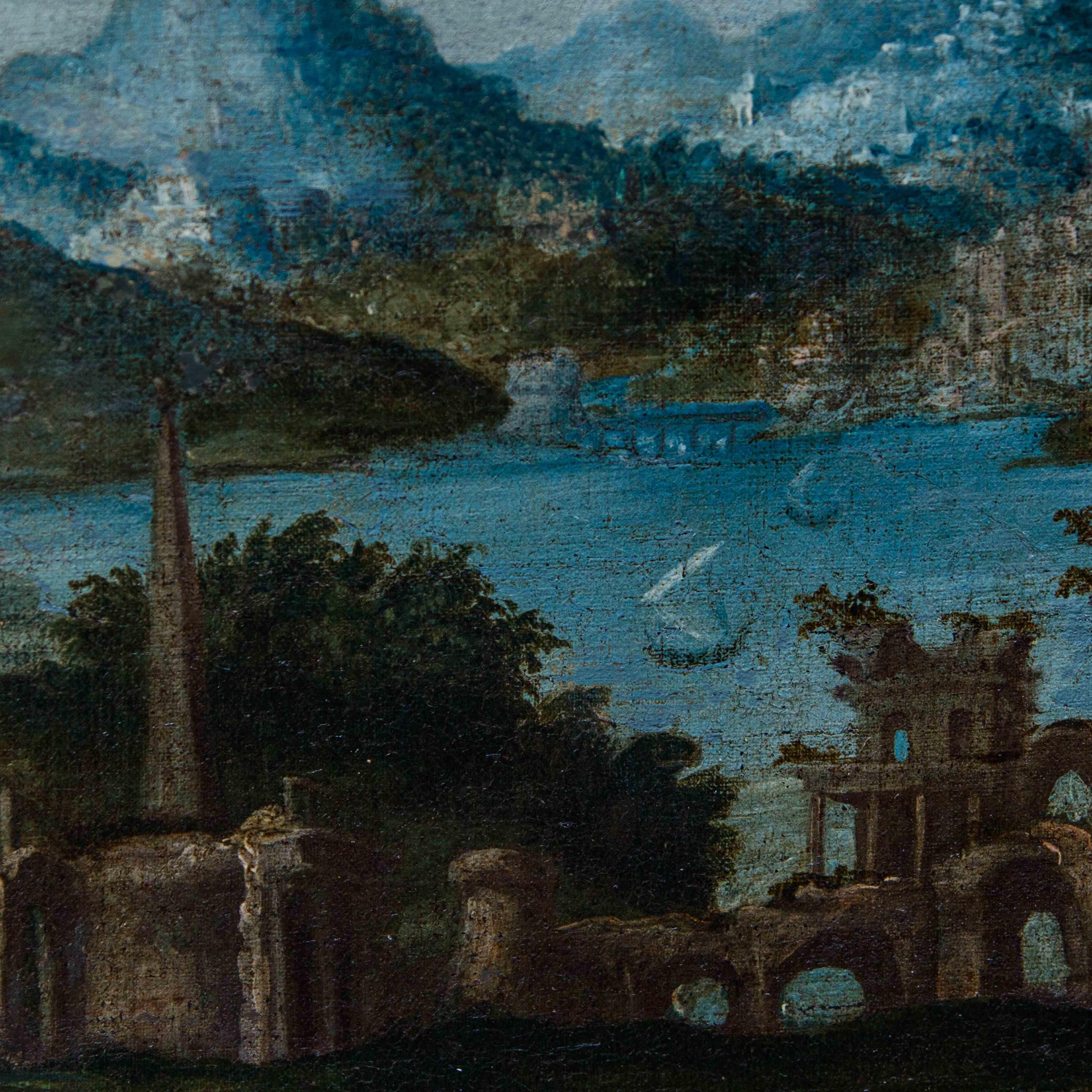 Huilé Peintre maniériste, Léda et le cygne, Huile sur toile, XVIe siècle en vente