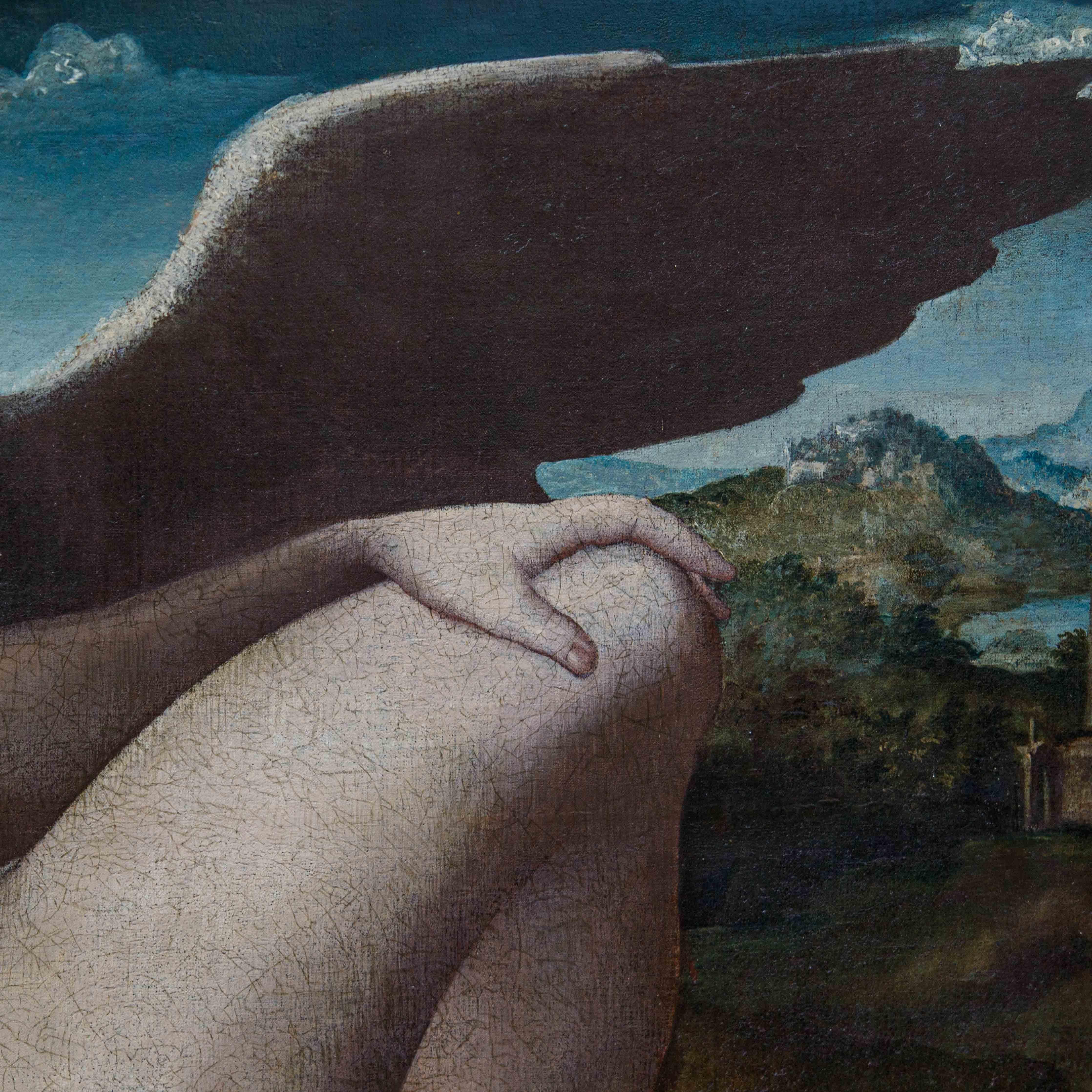 Peintre maniériste, Léda et le cygne, Huile sur toile, XVIe siècle en vente 3