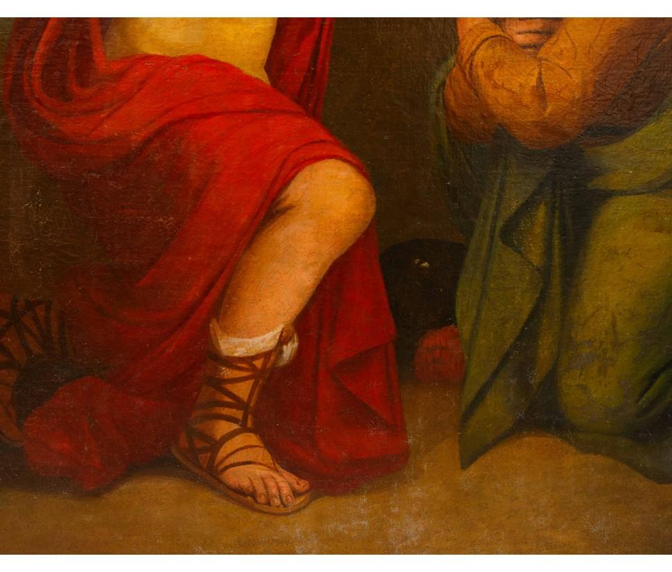 A olio Pittore neoclassico, XIX secolo, Cornelio riceve lo Spirito Santo con Pietro in vendita