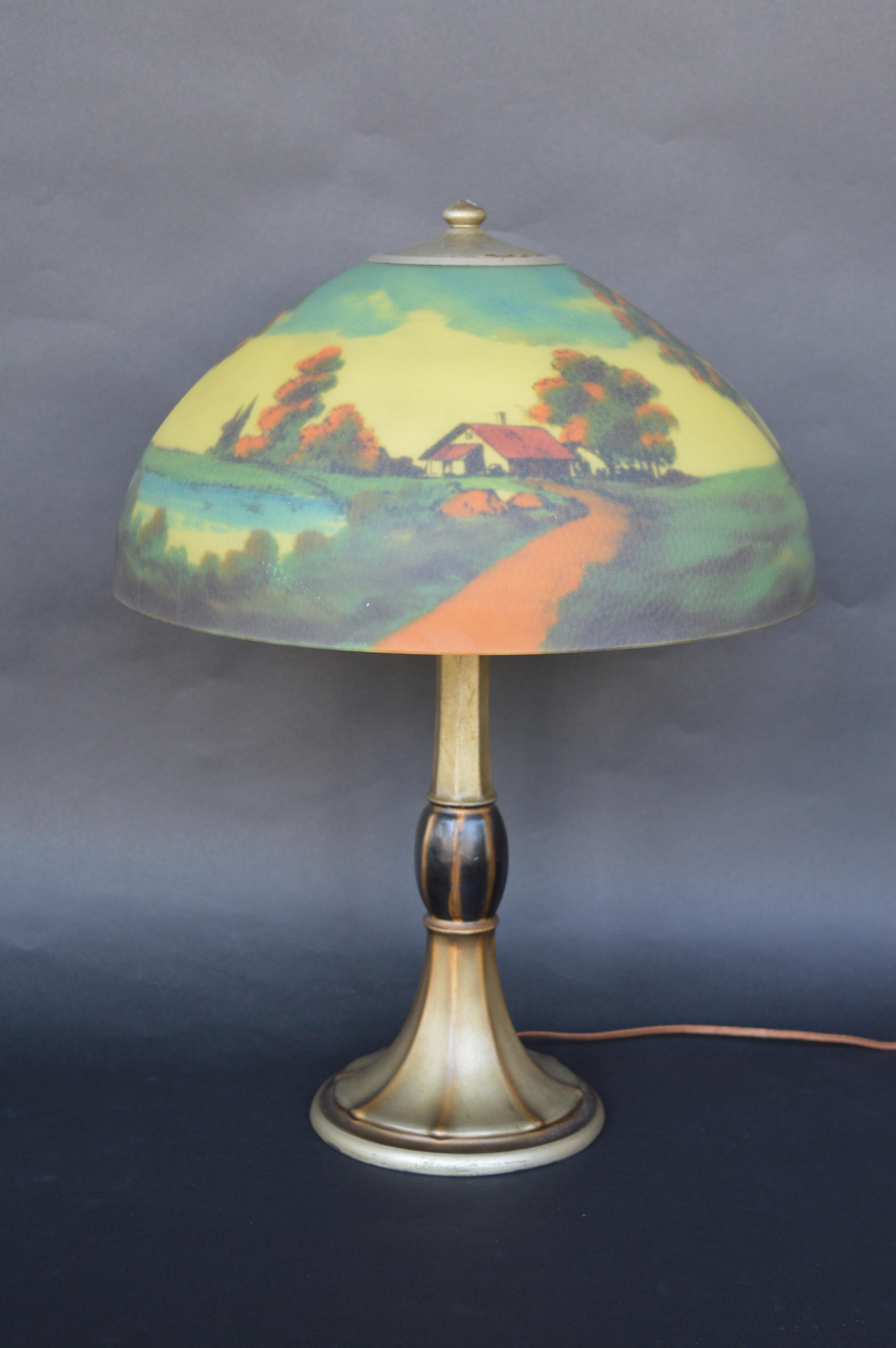 Early 20th Century Pittsburgh Jefferson Lakeside Cottage Table Lamp