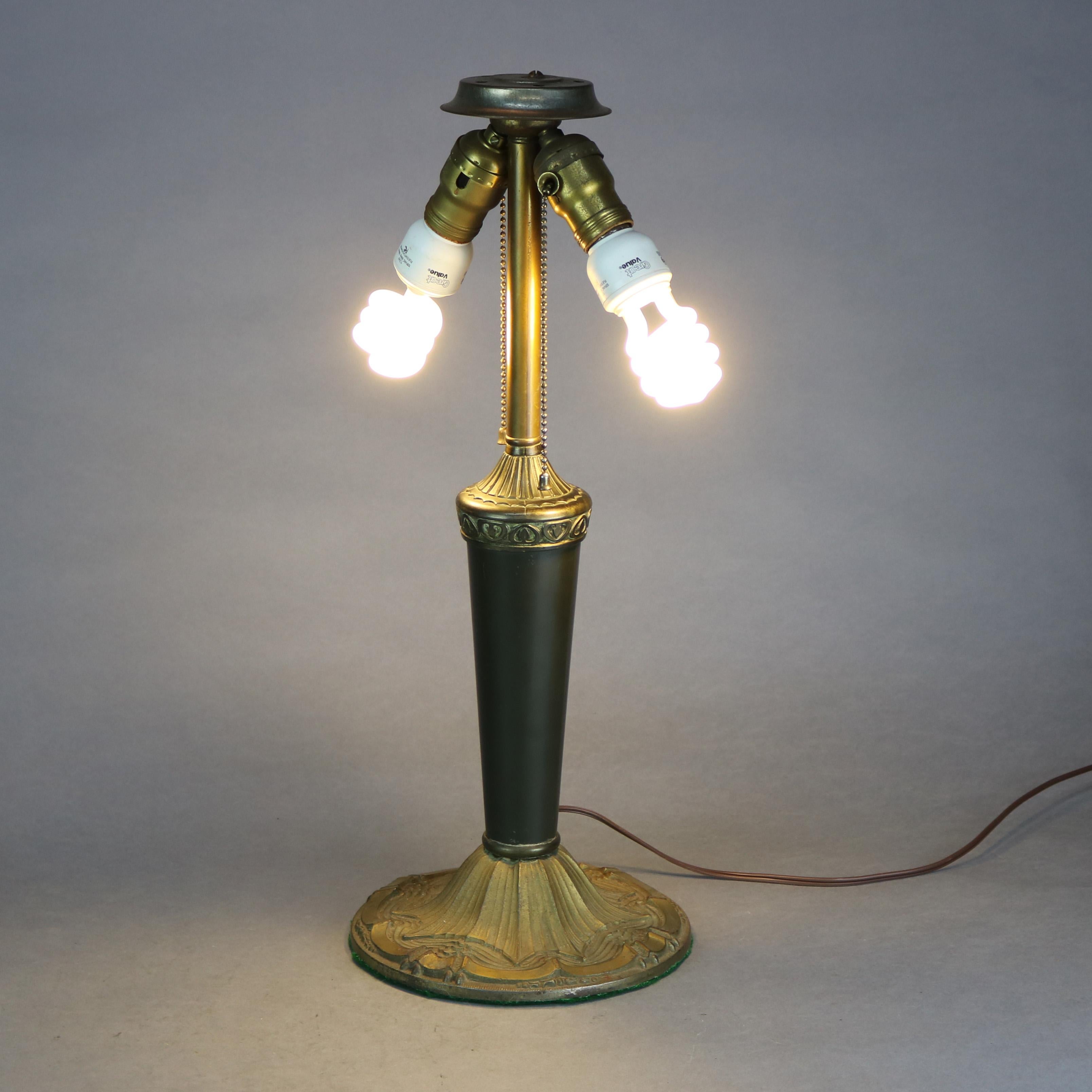 Pittsburgh Arts & Crafts Obverse Hand-Painted Landscape Shade Table Lamp, c1920 1