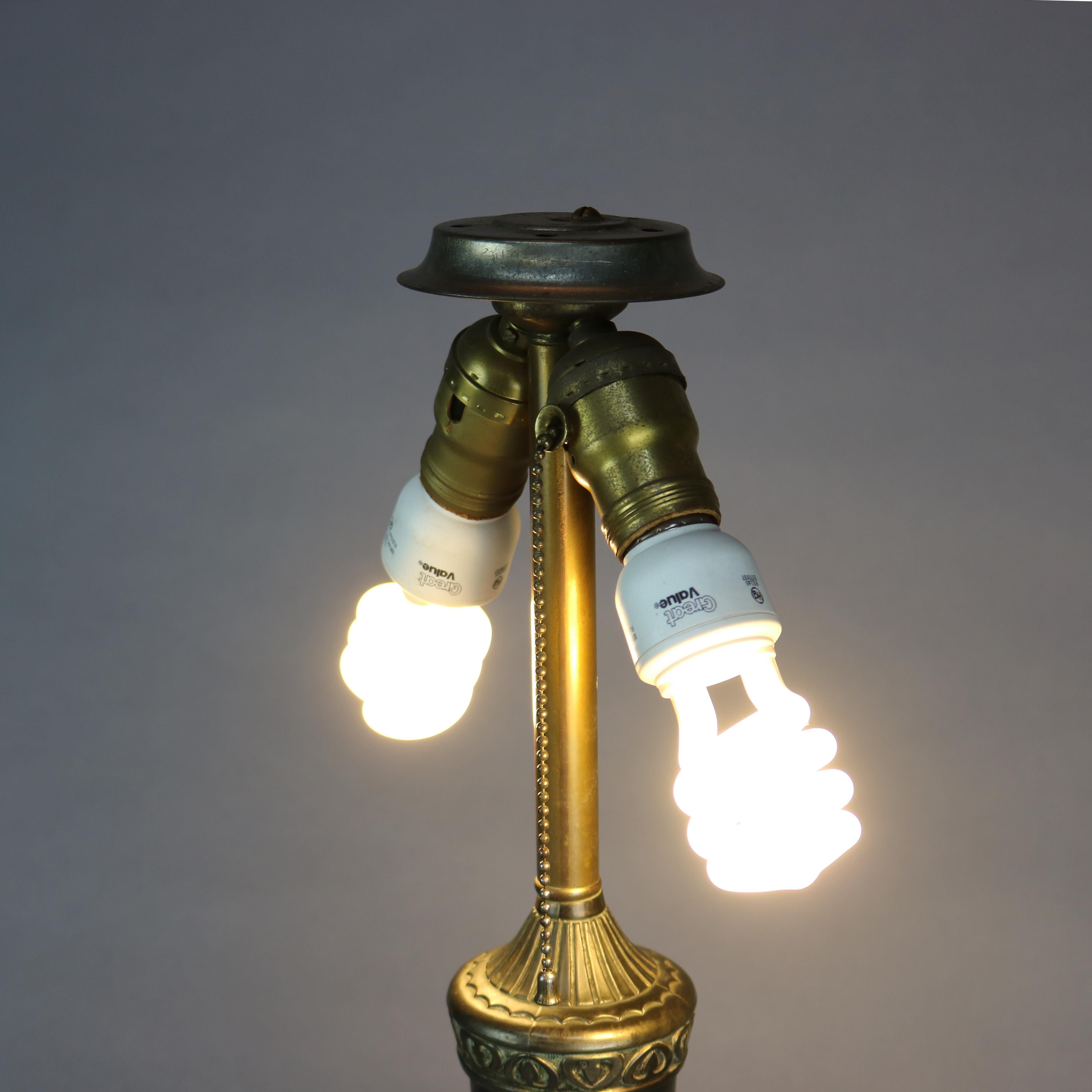 Pittsburgh Arts & Crafts Obverse Hand-Painted Landscape Shade Table Lamp, c1920 2
