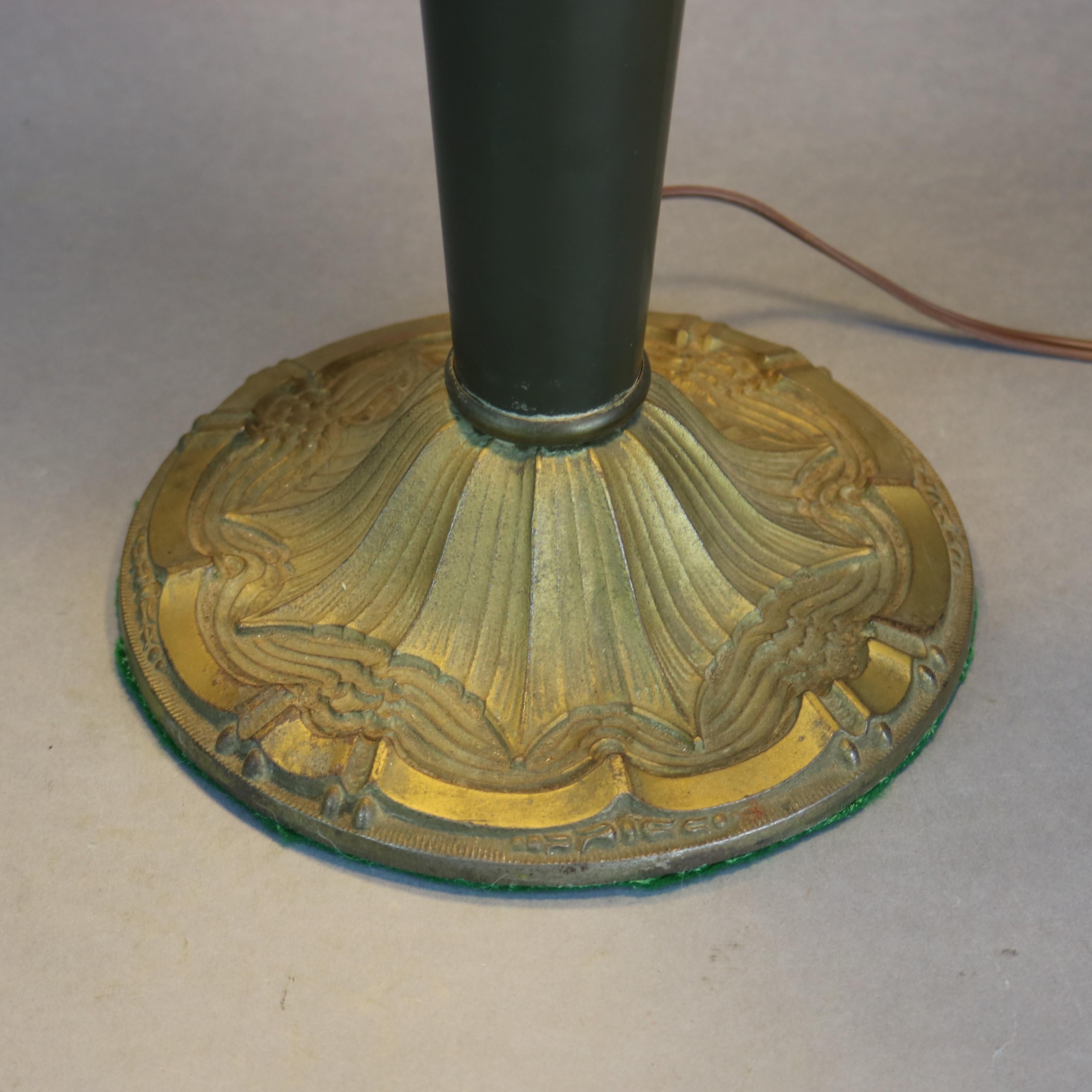 Pittsburgh Arts & Crafts Obverse Hand-Painted Landscape Shade Table Lamp, c1920 In Good Condition In Big Flats, NY