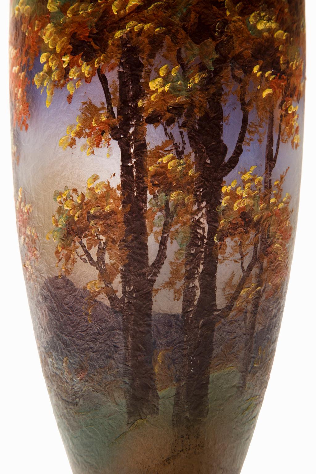 Pittsburgh Glass Company Nicolas Kopp Reverse Glass Painting Shade & Lamp  For Sale 2