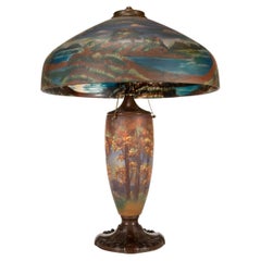 Pittsburgh Glass Company Nicolas Kopp Reverse Glass Painting Shade & Lamp