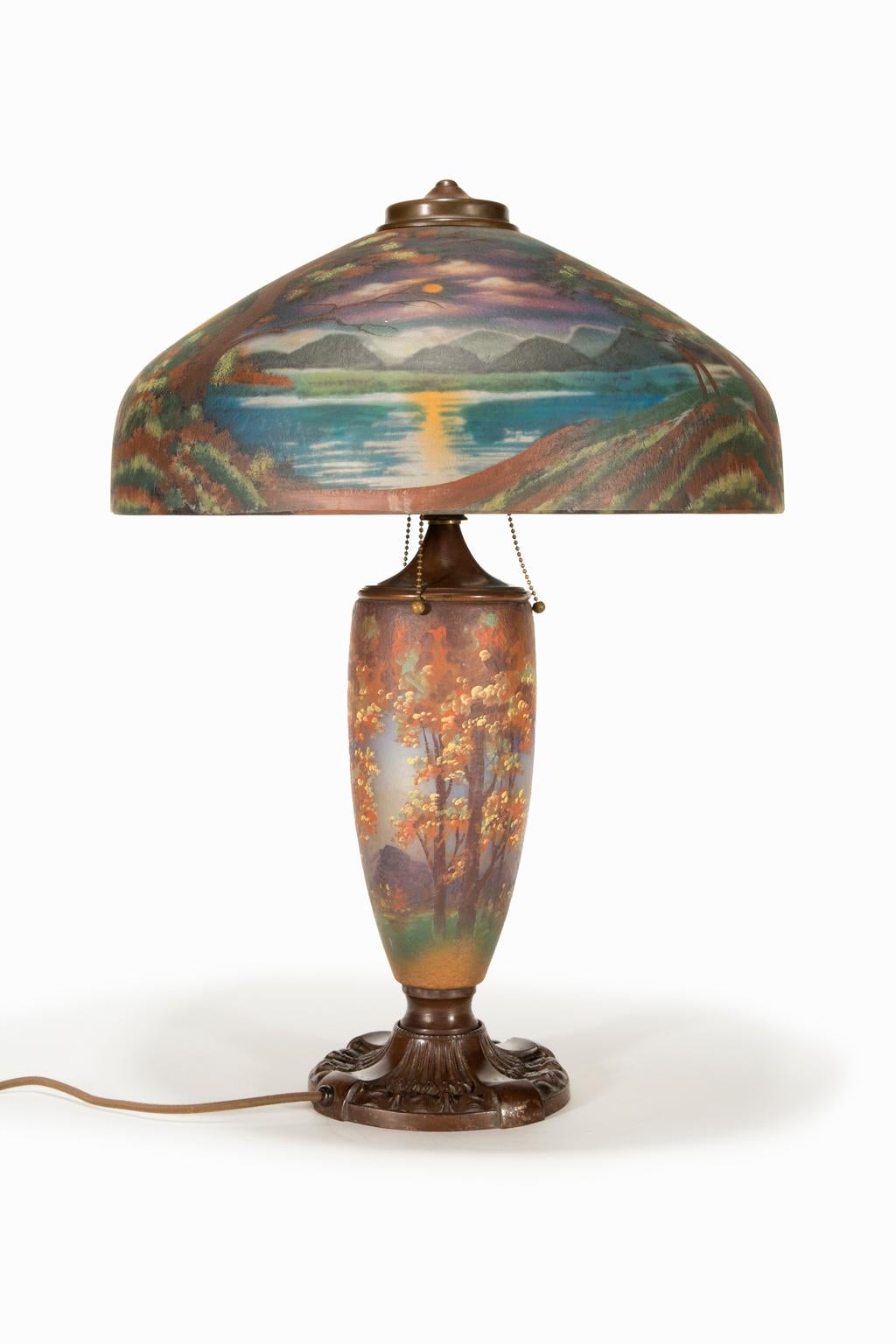 Art nouveau Abat-jour et lampe en verre inversé Nicolas Kopp de la Pittsburgh Glass Company  en vente