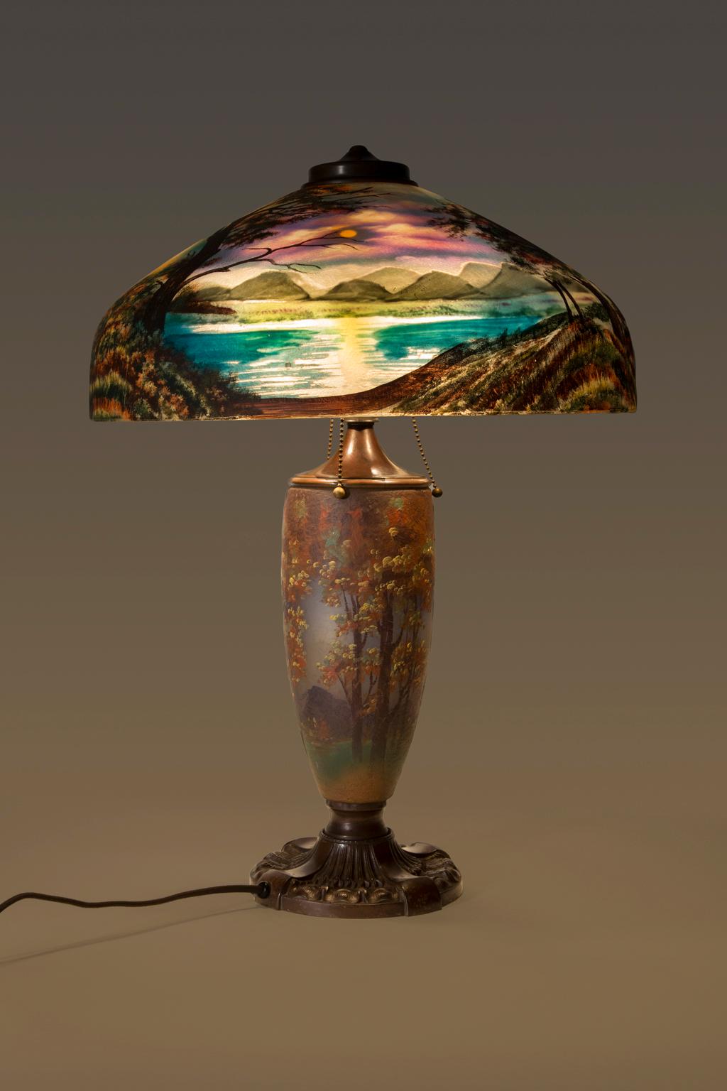 Américain Abat-jour et lampe en verre inversé Nicolas Kopp de la Pittsburgh Glass Company  en vente