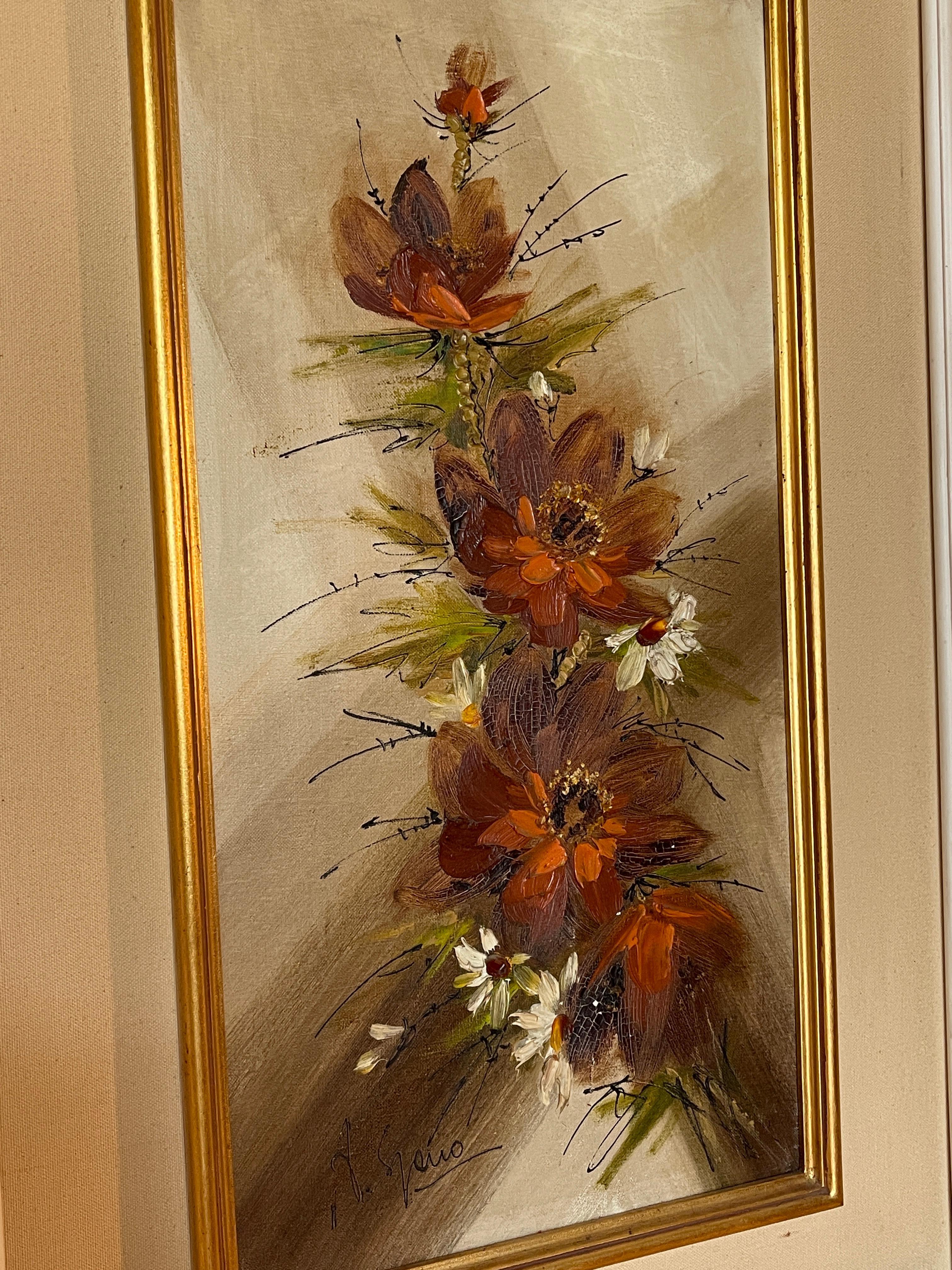 Pittura artistica tempera vintage fiori anni '70 (Italian) im Angebot