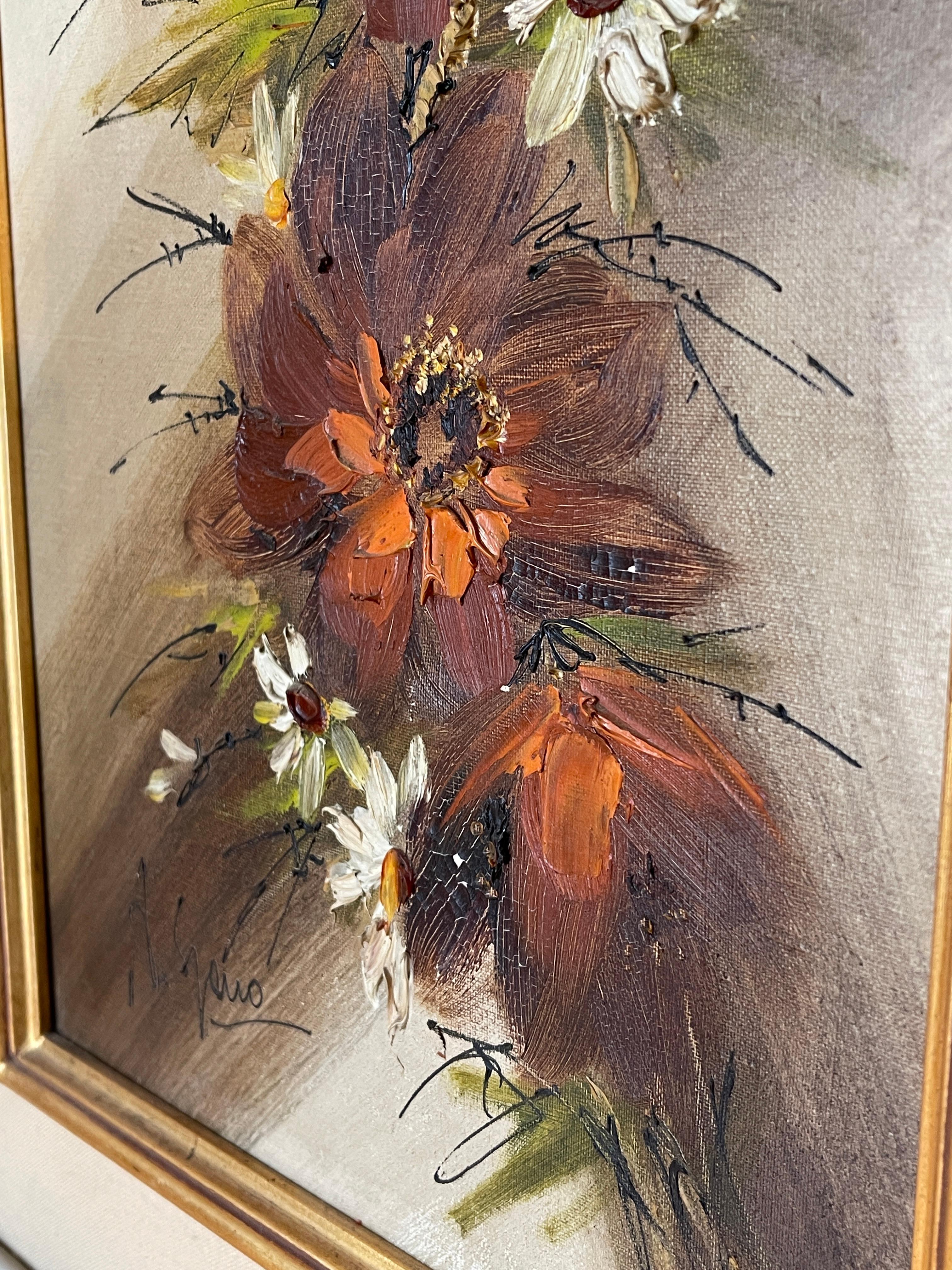 Pittura artistica tempera vintage fiori anni '70 (Sonstiges) im Angebot
