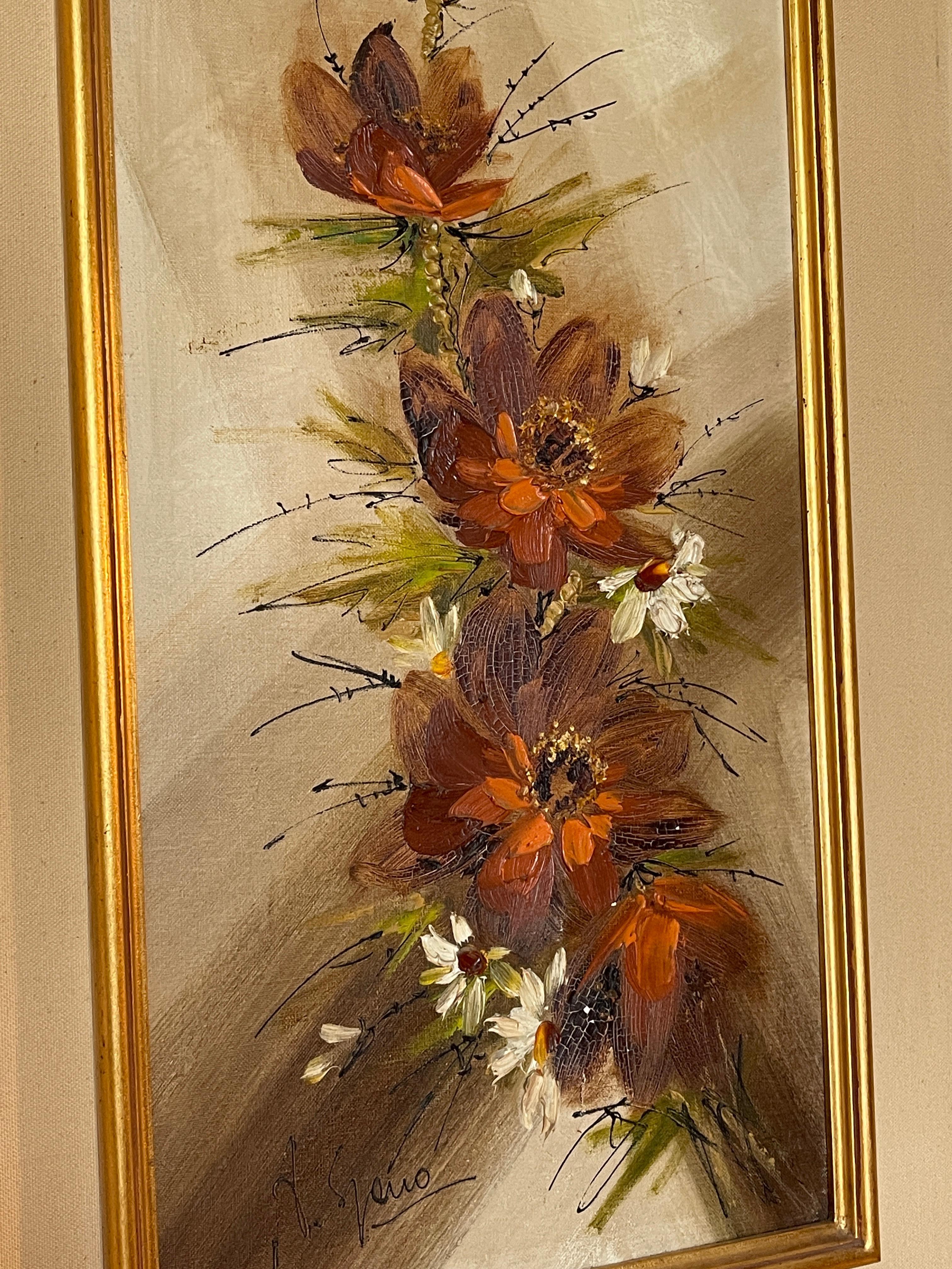 Pittura artistica tempera vintage fiori anni '70 (Stoff) im Angebot