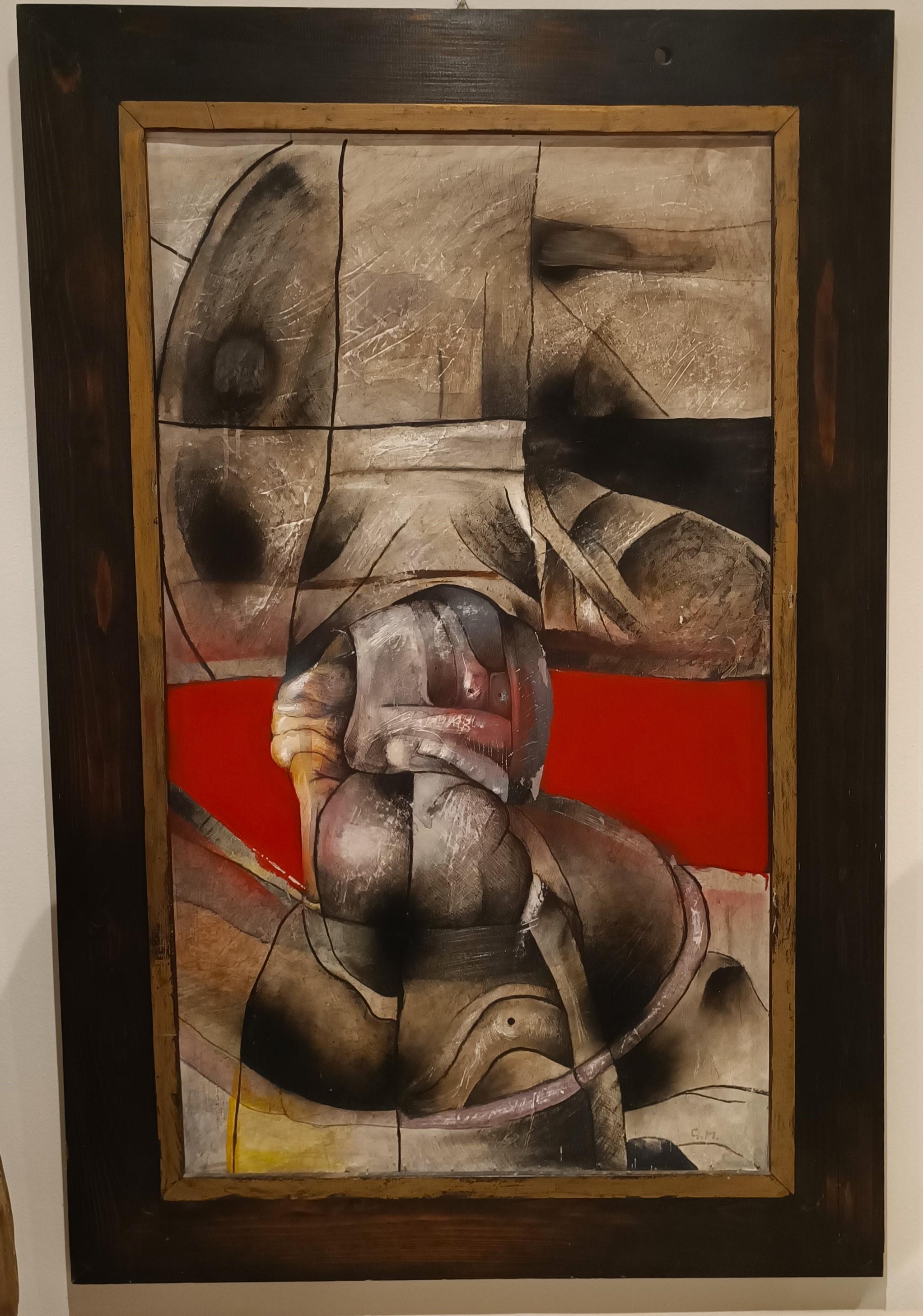 Pintura brutalista años 50 técnica mixta sobre cartón Otro en venta