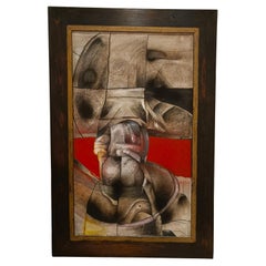 Peinture brutaliste des années 1950, techniques mixtes sur carton