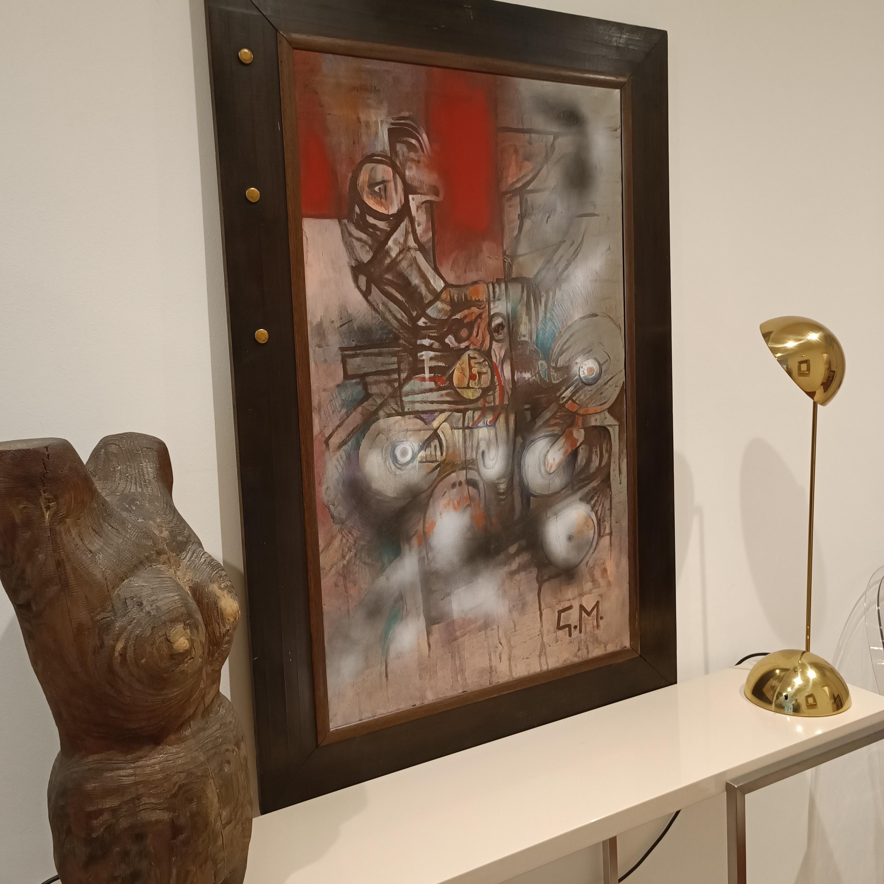 Brutalist Painting 1960s/70s :Oil on canvas For Sale 3