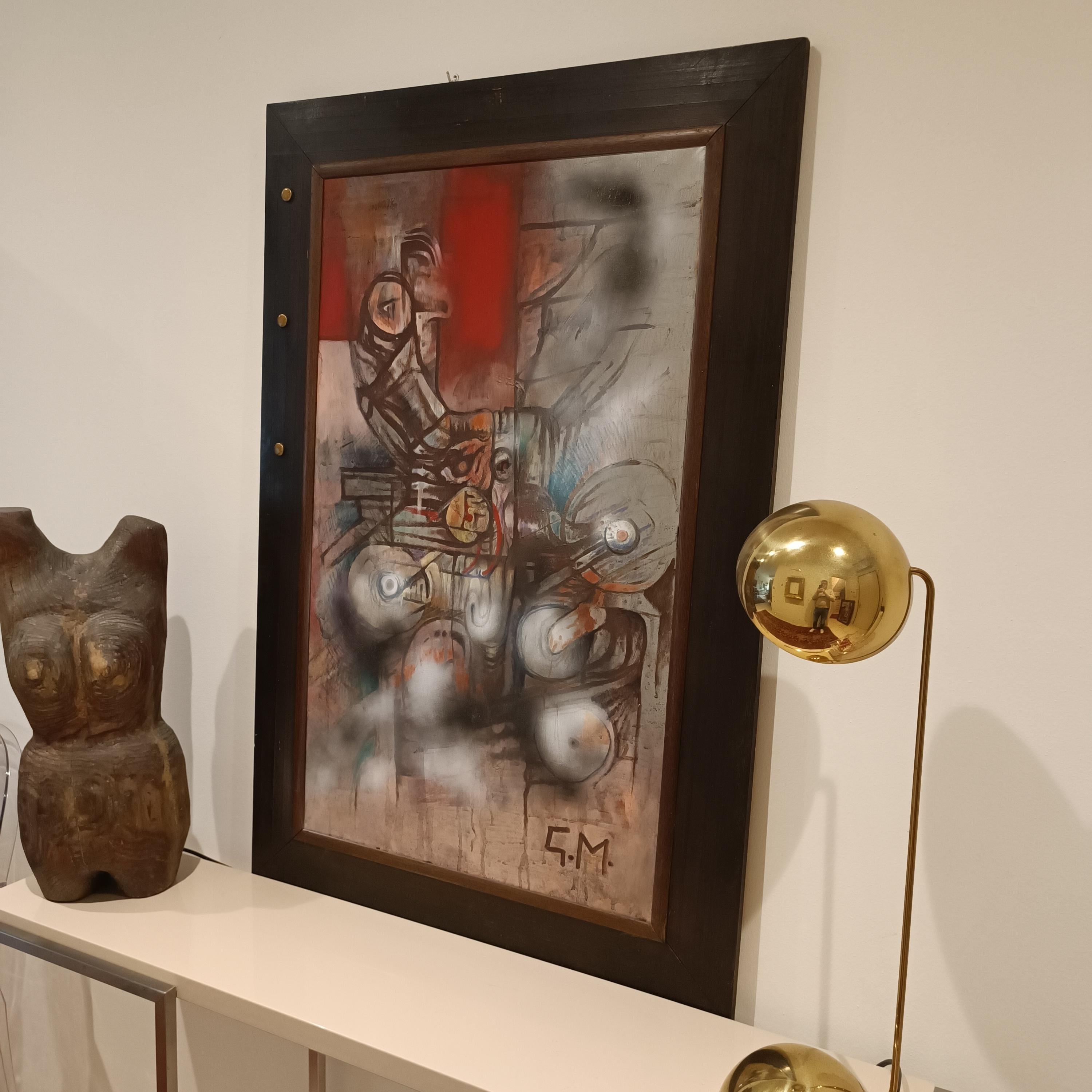 Mid-20th Century Brutalist Painting 1960s/70s :Oil on canvas For Sale