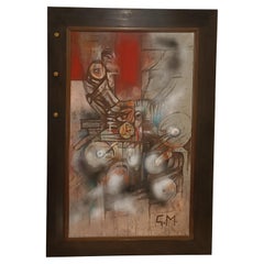 Peinture brutaliste 60s/70s :Huile sur toile