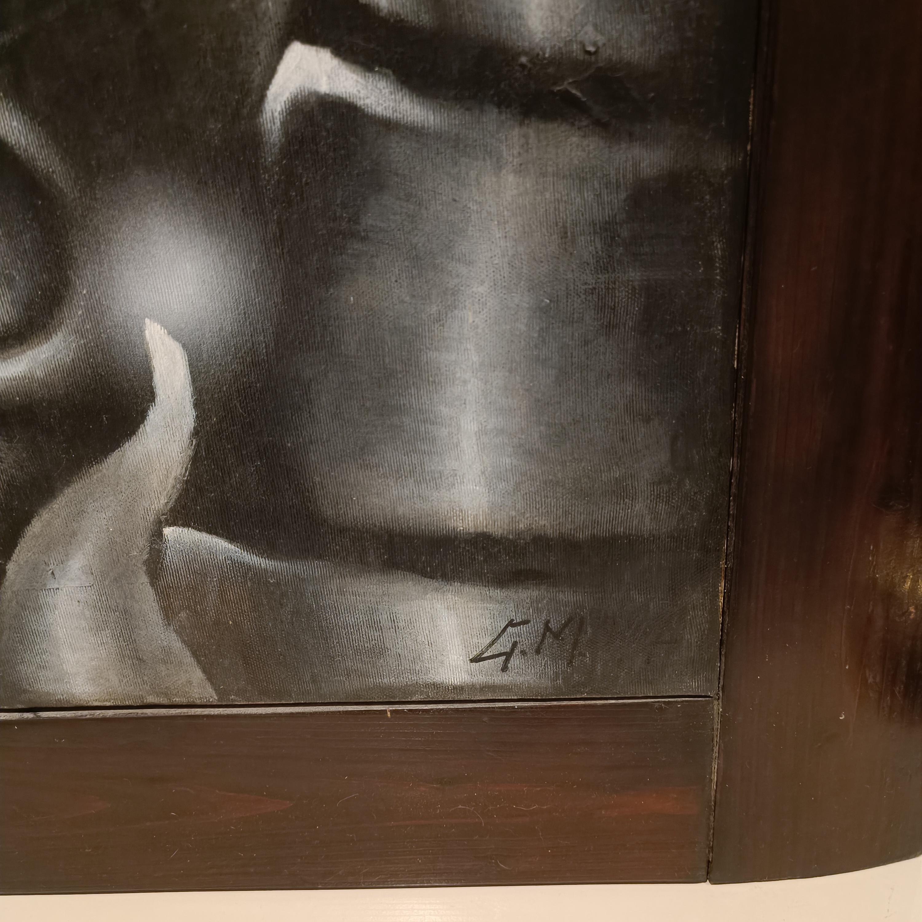 Ein Meisterwerk der modernen Kunst 1970er Jahre Kunst

Dieses außergewöhnliche brutalistische Gemälde aus den 1960er/70er Jahren, das in Mischtechnik auf Leinwand ausgeführt ist, ist ein authentischer Ausdruck von Kraft und Dynamik. Die