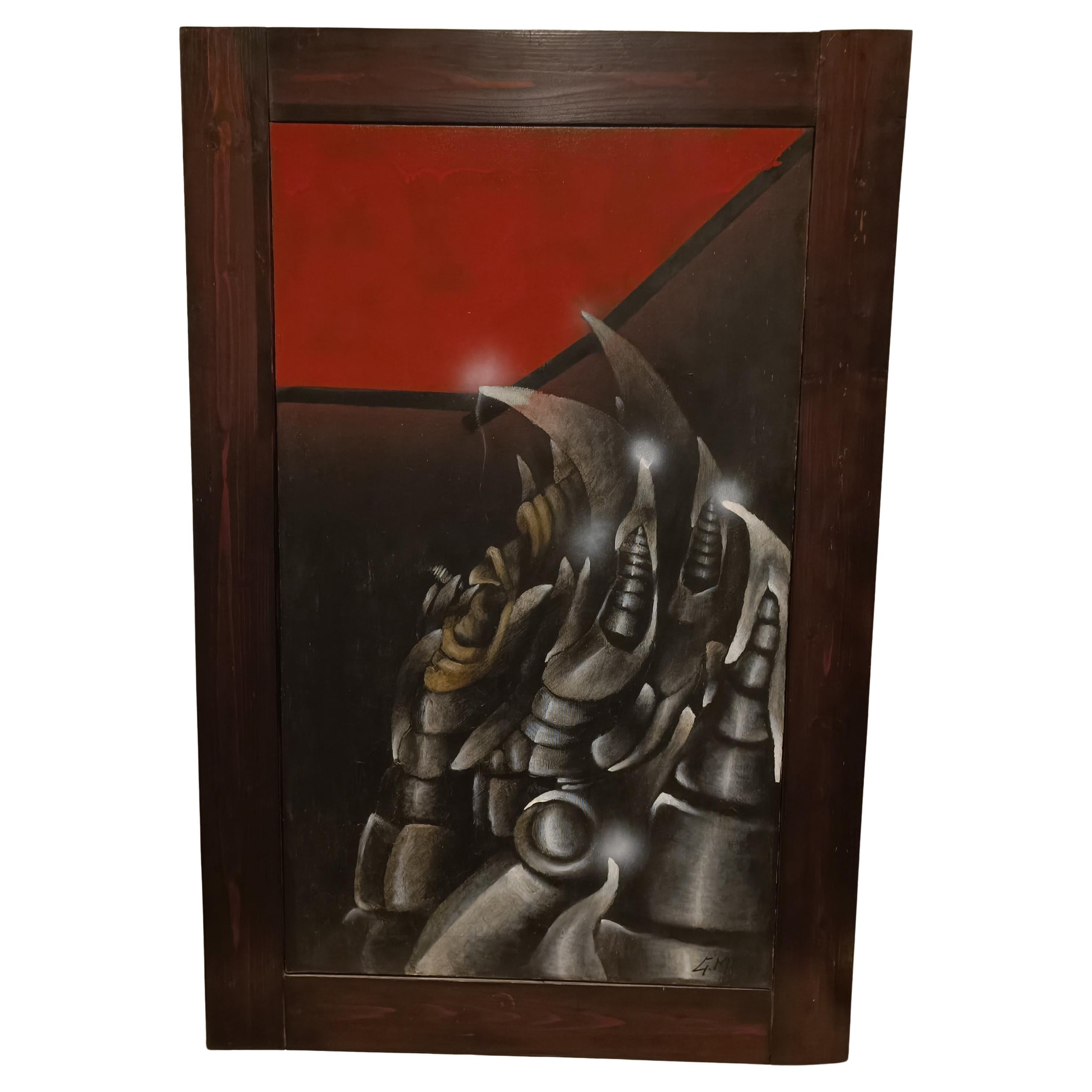 Brutalist 1960s/70s painting on canvas : modern art