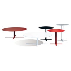 Più  Round Coffee Table Large in Matt Lacquered White by Giuseppe Viganò