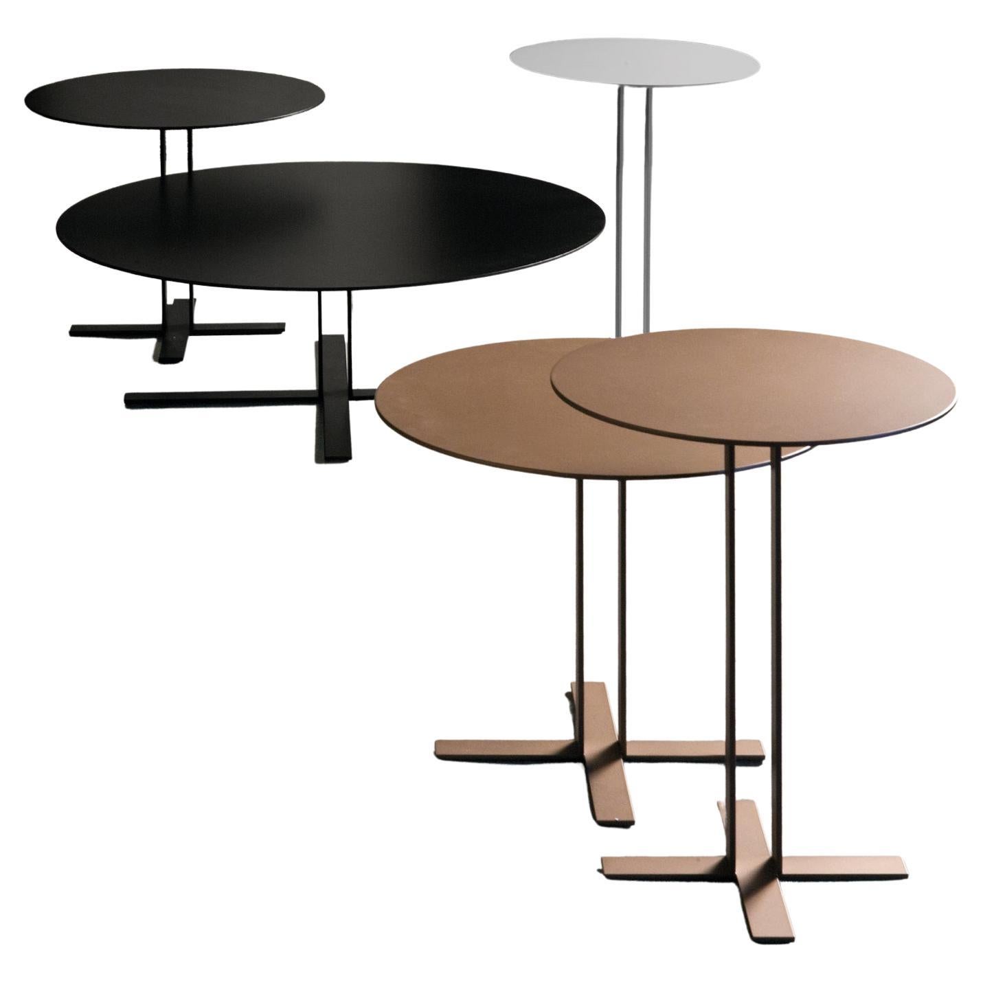 Più Round Coffee Table Small in Matt Lacquered Silver by Giuseppe Viganò en vente