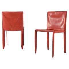 Piuma Italian Modern Leather Chairs Set of Two by Studio Kronos for Cattelan 90s