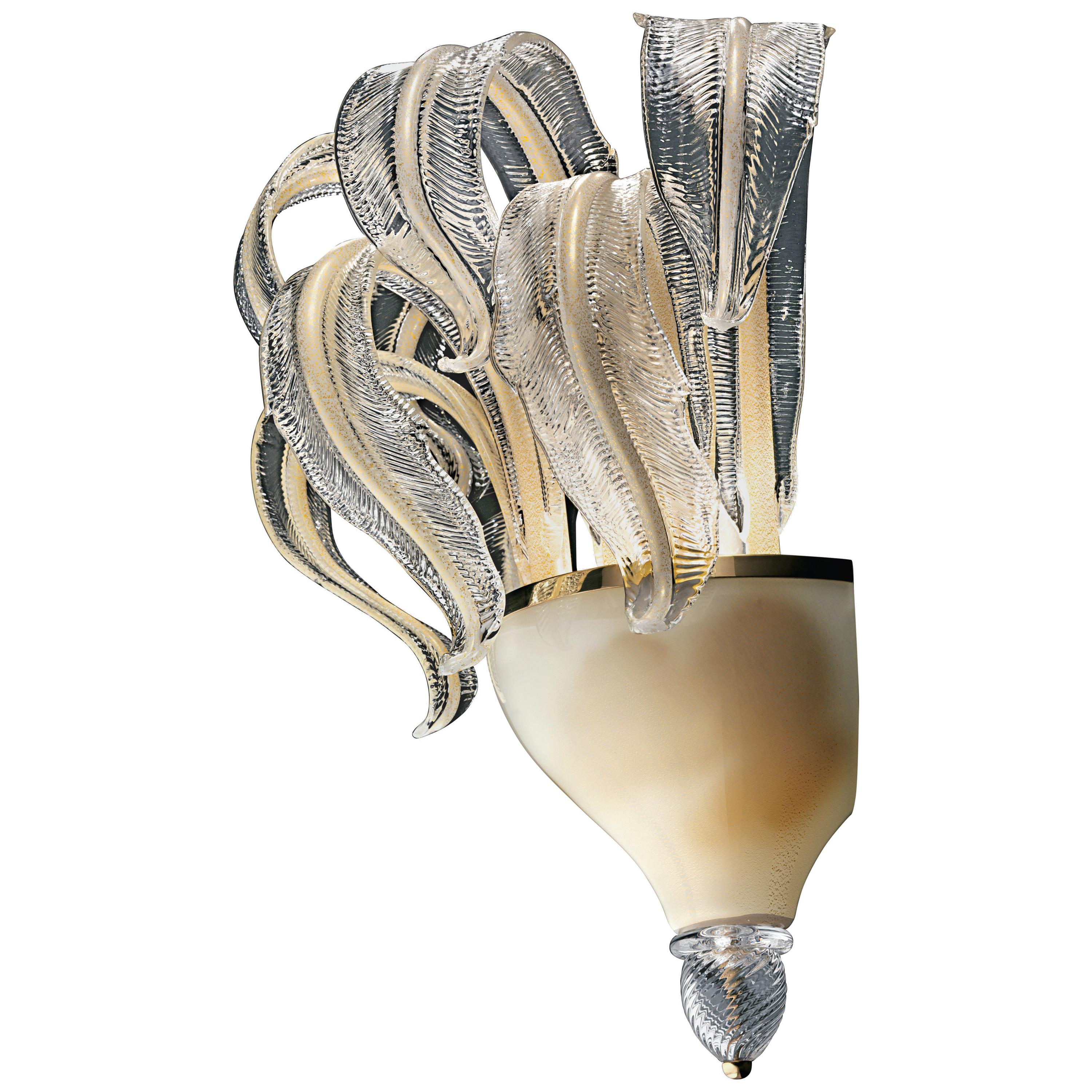 Piume 5390 Wall Sconce in Beige Gold Glass, by Barovier&Toso