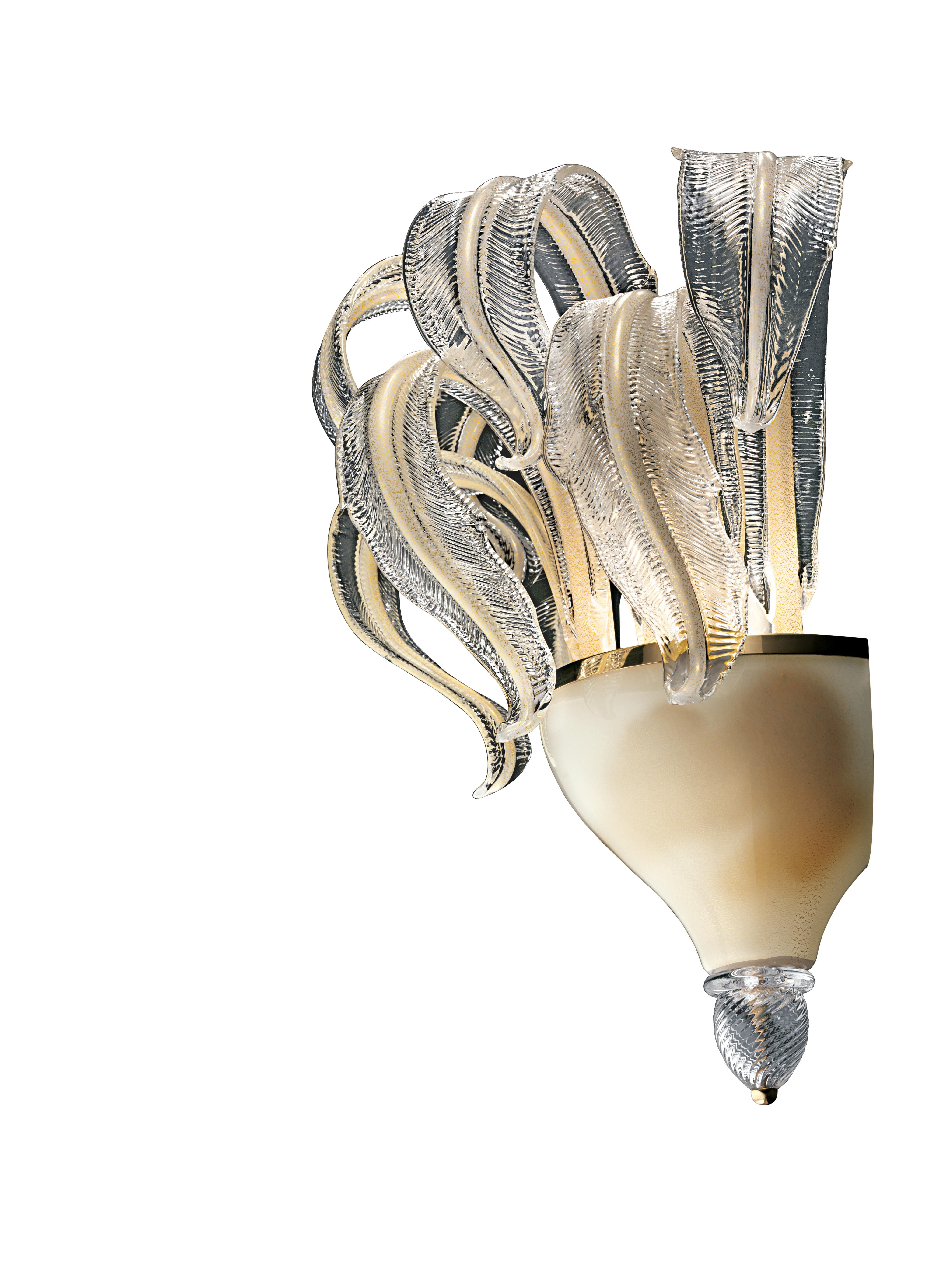 Piume 5391 Wall Sconce in Beige Gold Glass, by Barovier&Toso