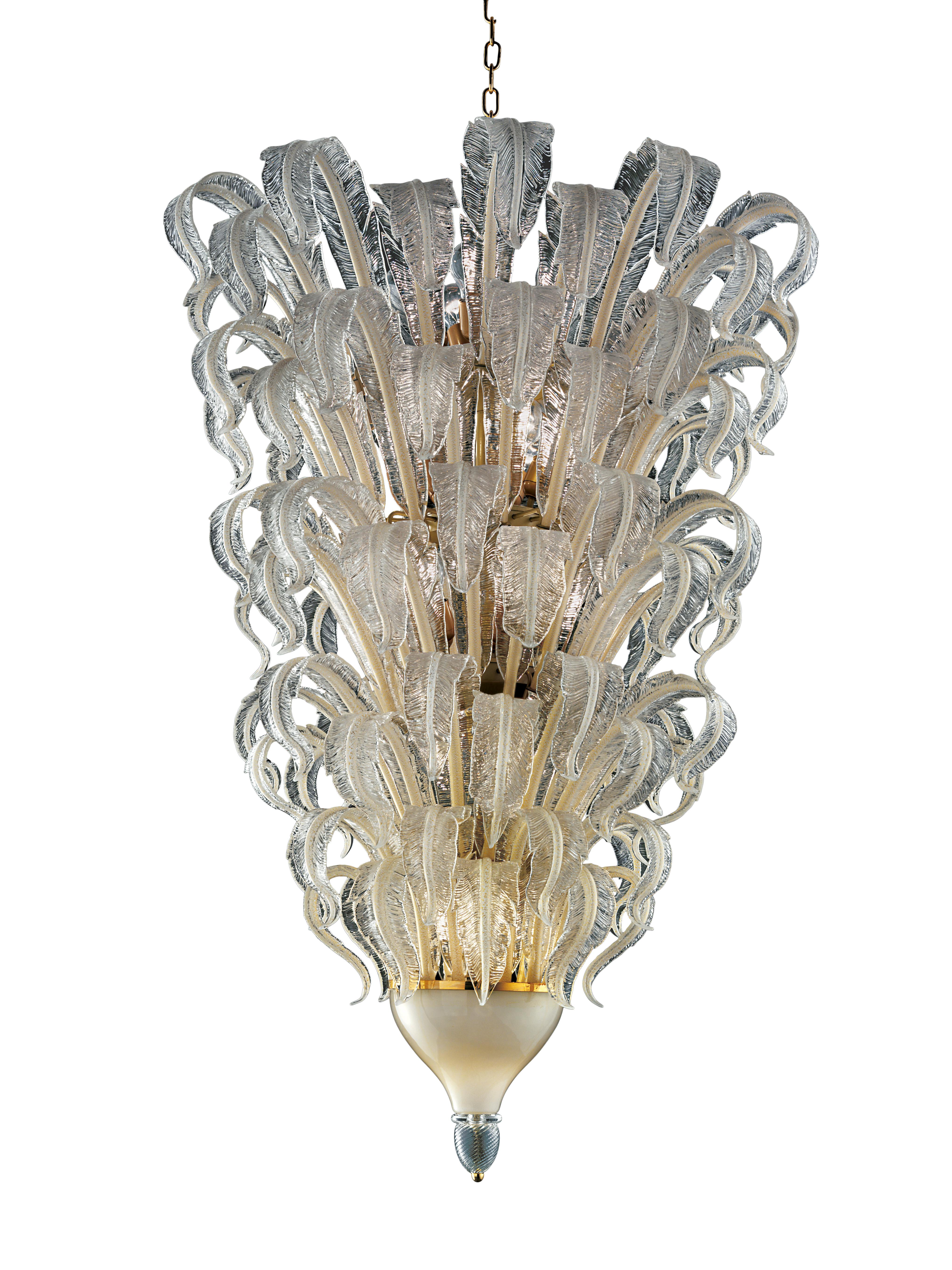 Piume 5397 Suspension Lamp in Beige Gold Glass, by Barovier&Toso