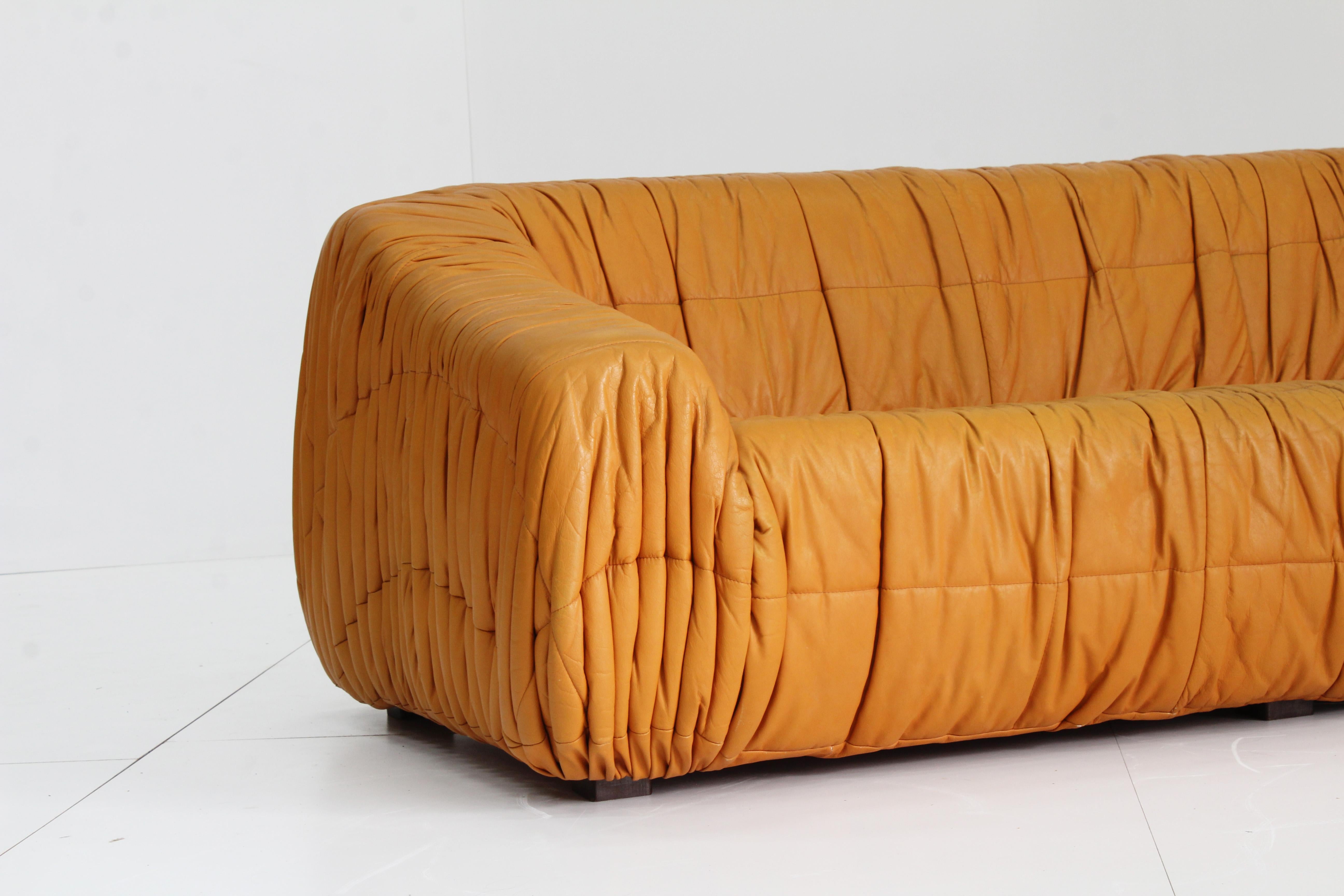 Piumino cognac sofa and armchairs set by De Pas, D’urbino & Lomazzi for Dell’Oca 5