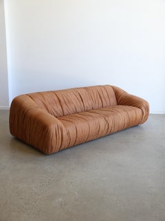 Piumino-Sofa aus cognacfarbenem Leder von De Pas D'Urbino Lomazzi für Dell'Oca