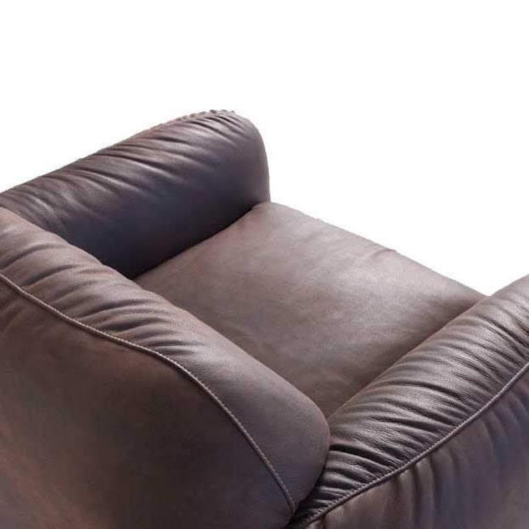 Piumotto Armchair in Dark Brown Leather by Busnelli (Moderne) im Angebot