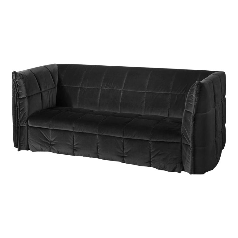 Piumotto Black Velvet Sofa For Sale at 1stDibs