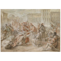 Pius V and the Polish Ambassador, after Grand Tour Pastel by Benedetto Luti