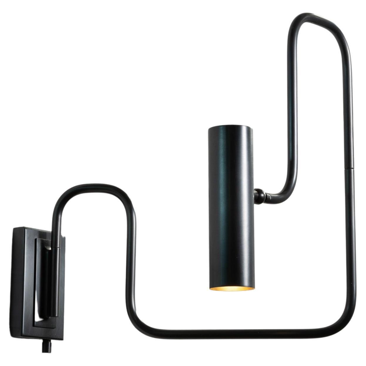 Pivot Single Wall Sconce with Articulating Arms in Darkened Brass