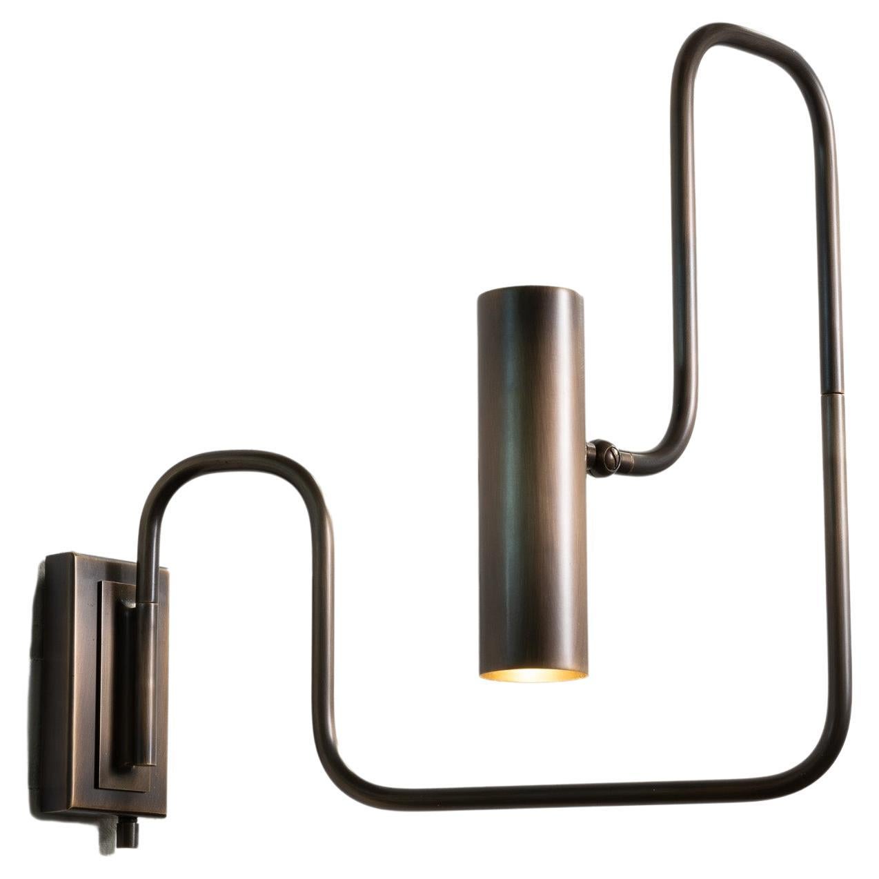 Pivot Single Wall Sconce with Articulating Arms in Hand Rubbed Brass For Sale