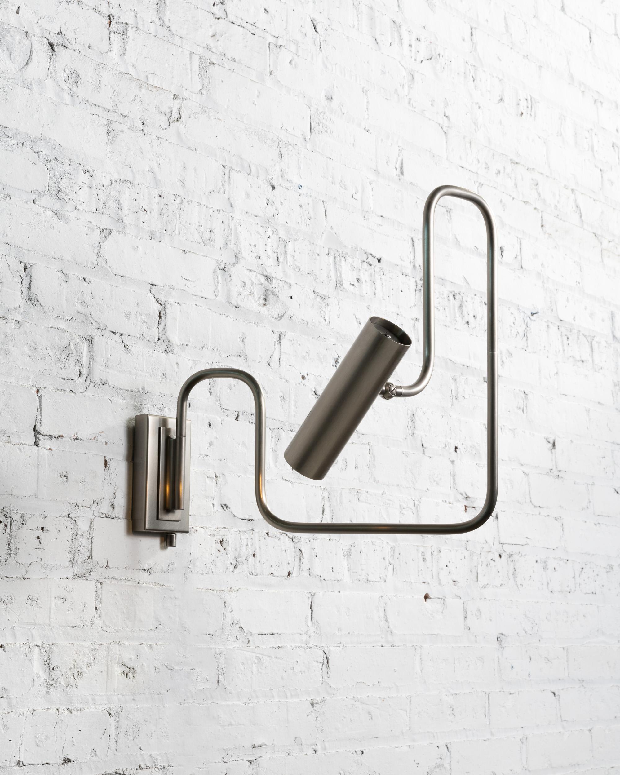 Modern Pivot Single Wall Sconce with Articulating Arms in Medium Bronze For Sale