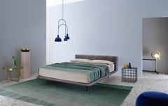 Pixel Air Queen Size Bed in Velvet Upholstery with Base by Sergio Bicego